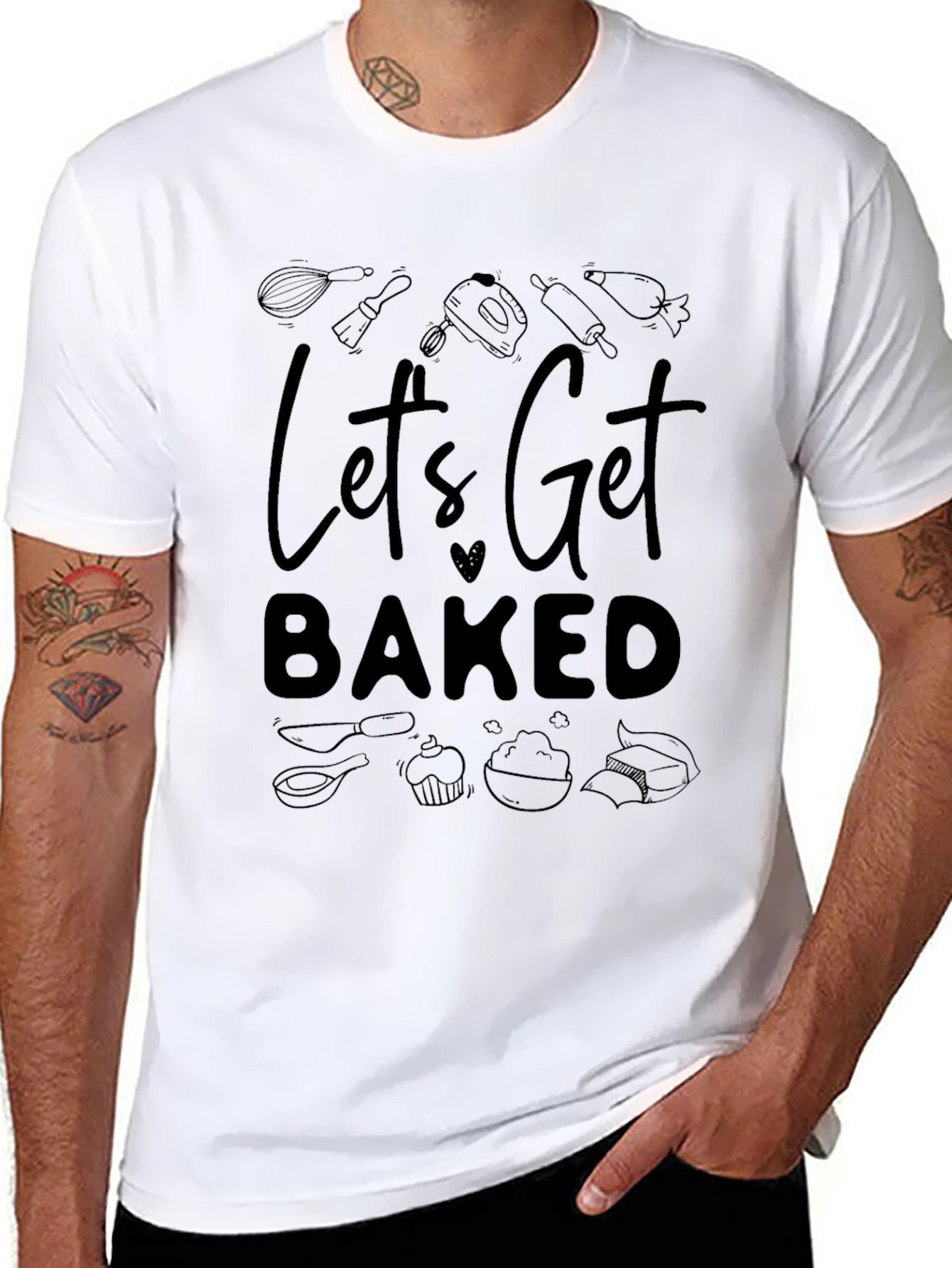 Black Let's Get Baked Graphic Tee - Baking Enthusiast Shirt view 8