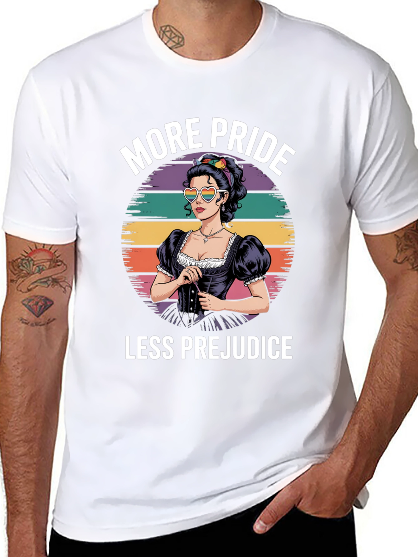 Black More Pride Less Prejudice T-Shirt view 8