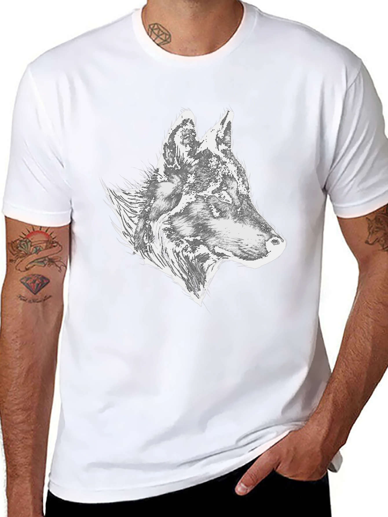 Black Wolf Graphic Tee - Stylish Men's Black T-Shirt view 8