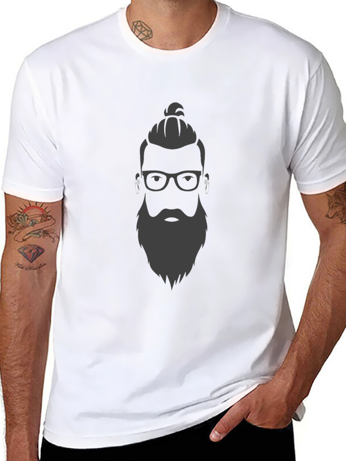 Black Bearded Man Graphic T-Shirt - Stylish Unisex Tee view 8