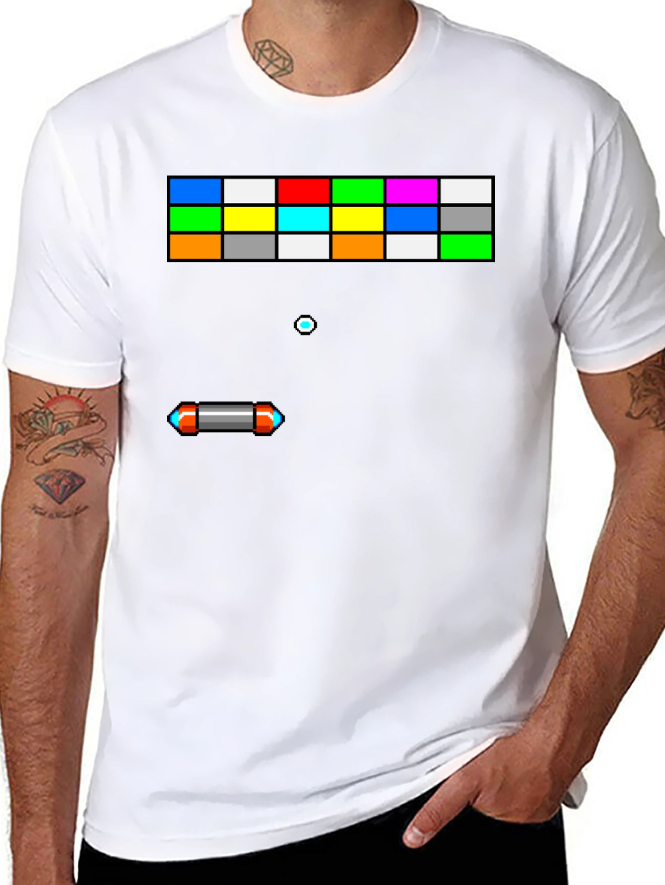 Black Retro Arcade Gamer T-Shirt - Breakout Inspired Design view 8