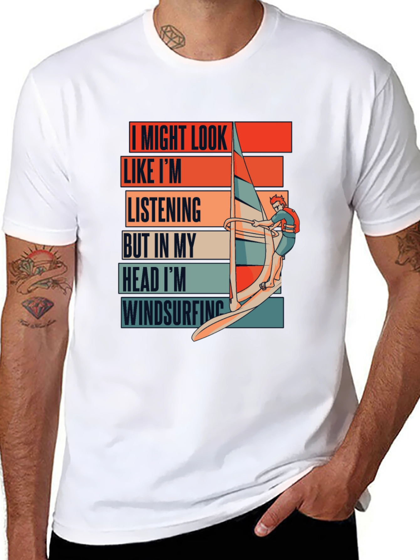 Black Windsurfing Mind T-Shirt - Funny Ocean Sports Tee view 8
