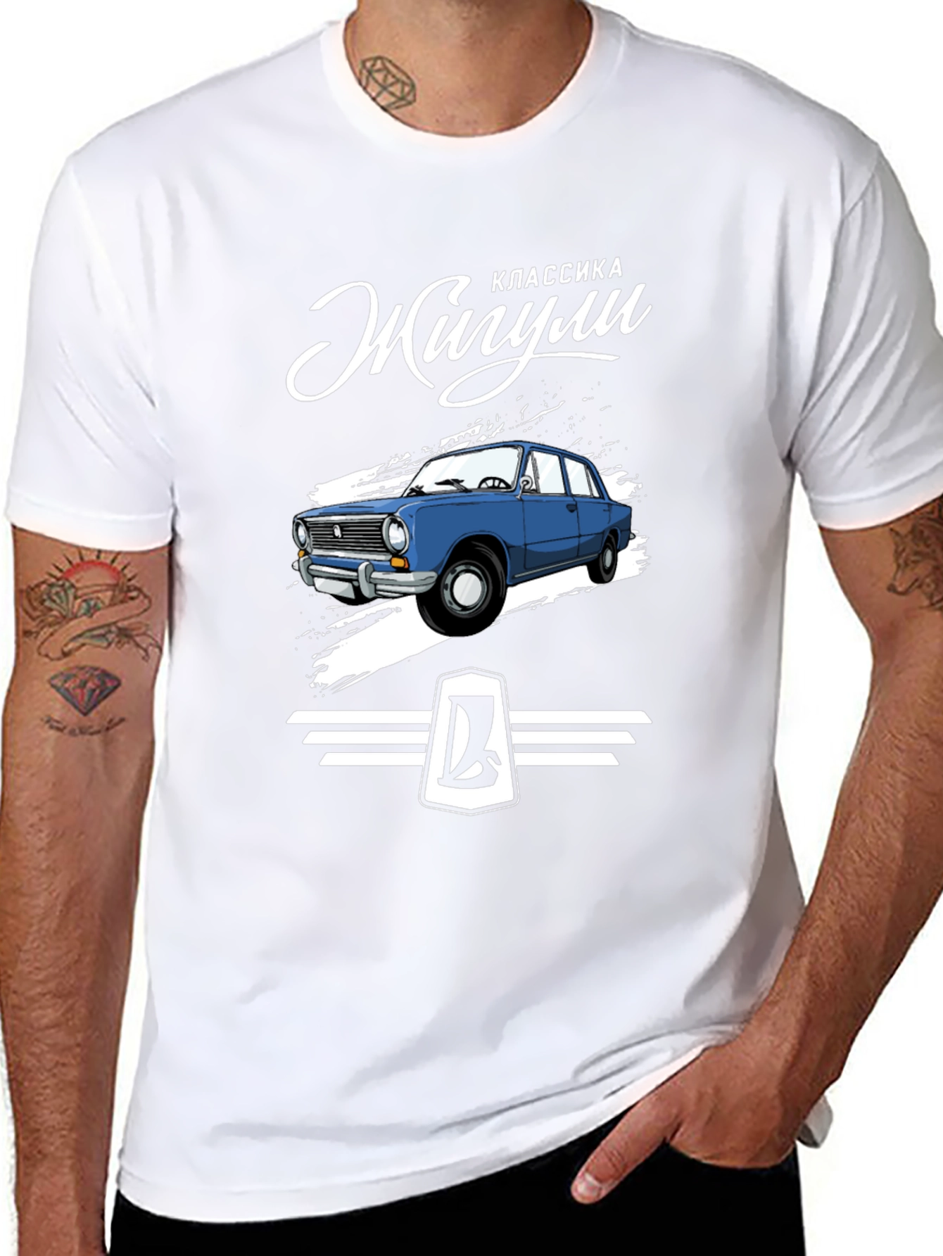 Black Zhiguli Classic Car Black T-Shirt view 8