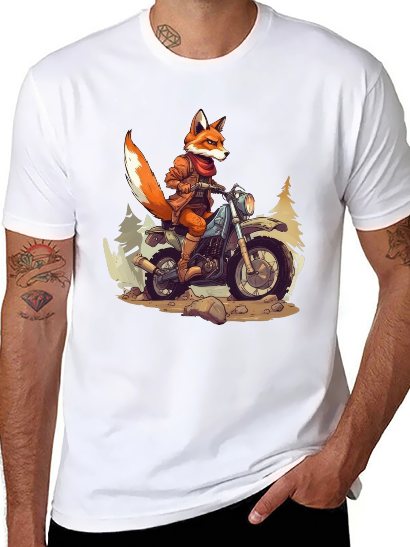 Black Fox Rider Graphic T-Shirt view 8