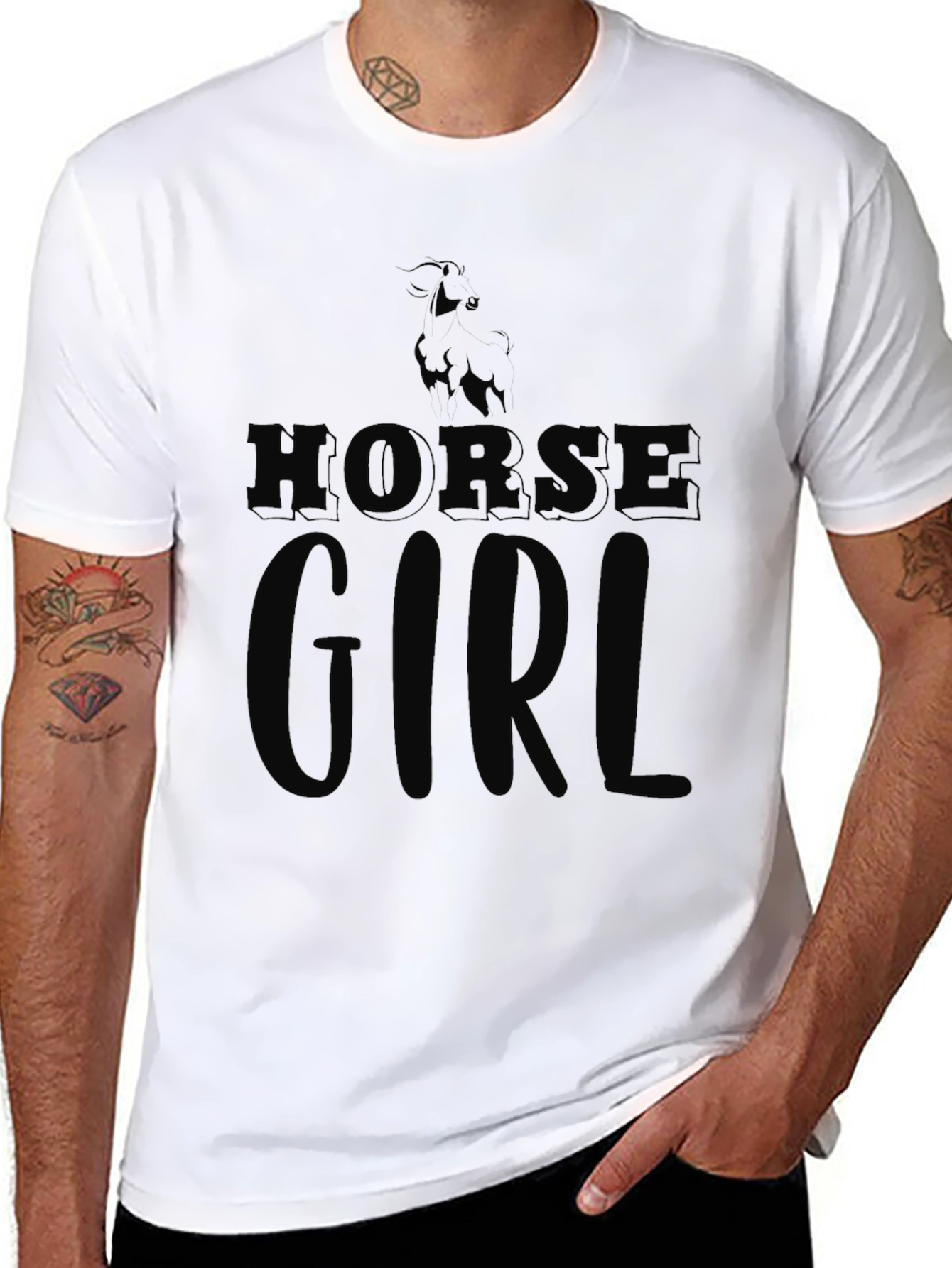Black Horse Girl T-Shirt - Black view 8
