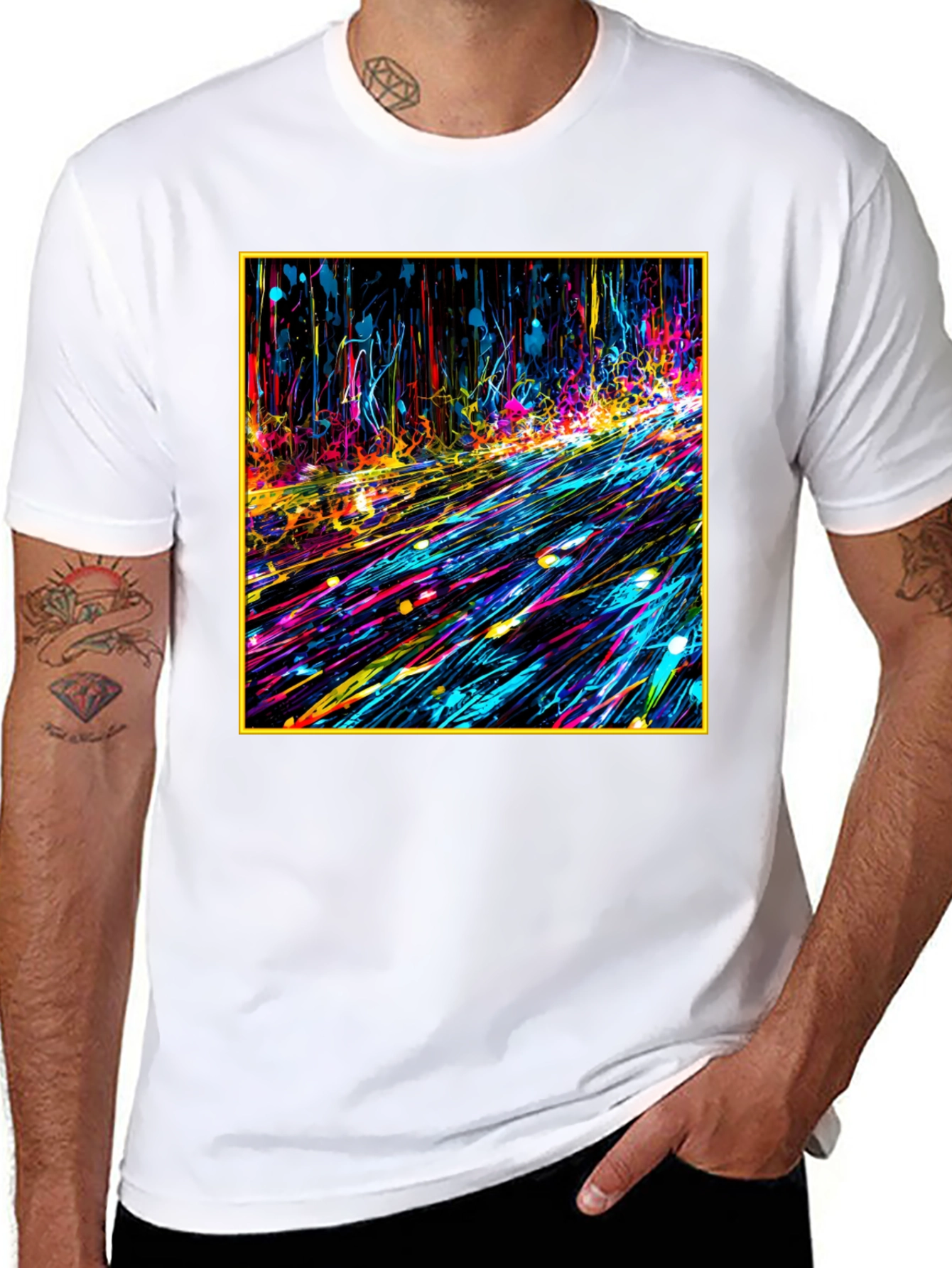 Black Abstract Art Black Tee - Bold Graphic Print view 8