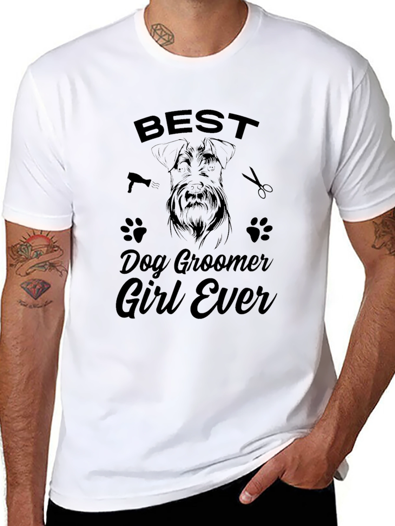 Black Best Dog Groomer Girl Ever Graphic T-Shirt view 8