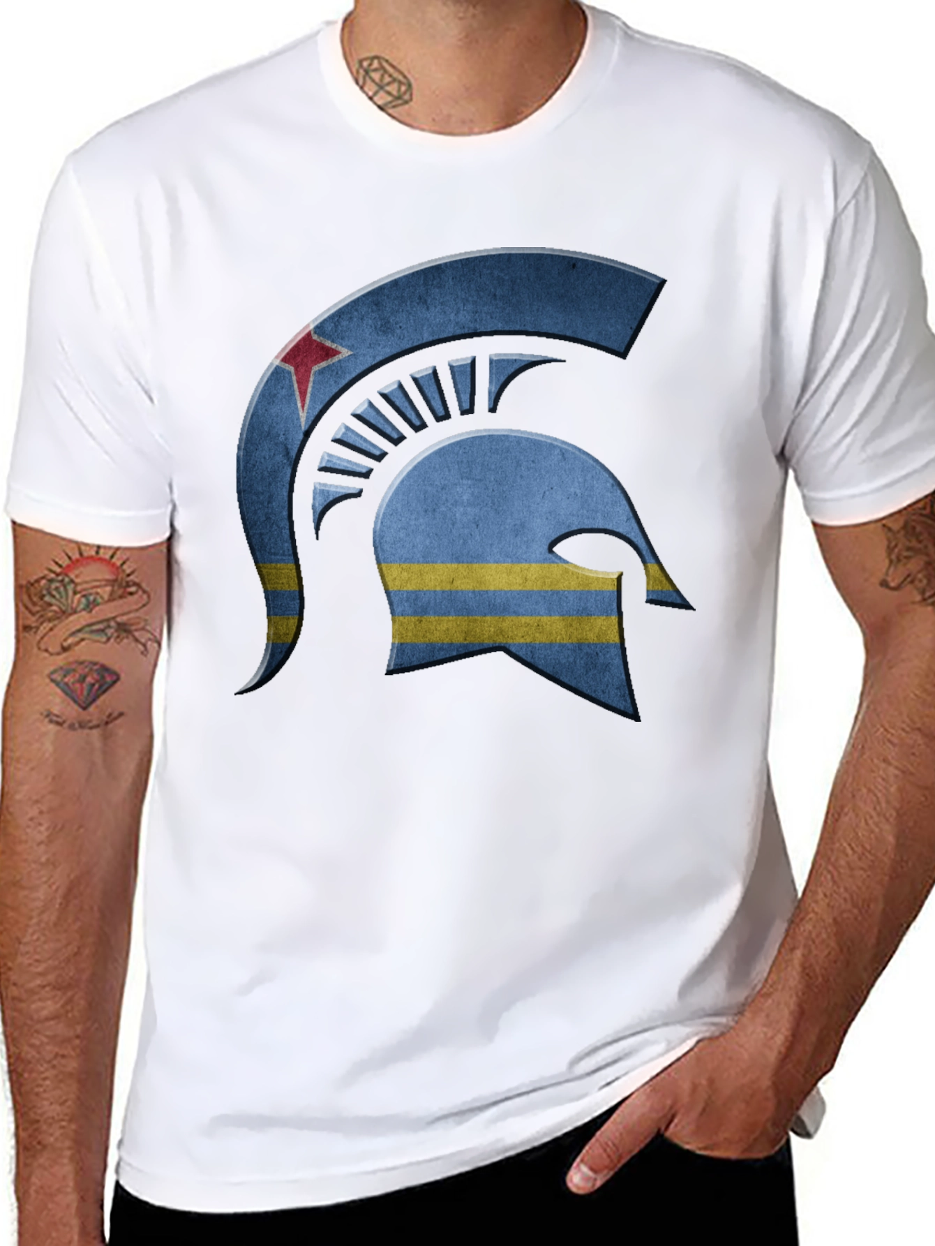 Black Aruba Spartan Helmet T-Shirt - Stylish & Unique Design view 8