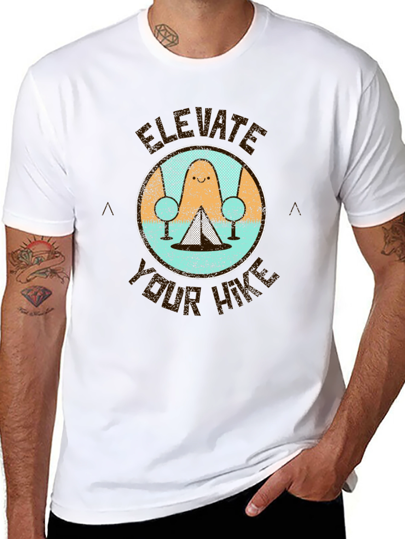 Black Elevate Your Hike T-Shirt - Camping Adventure Tee view 8
