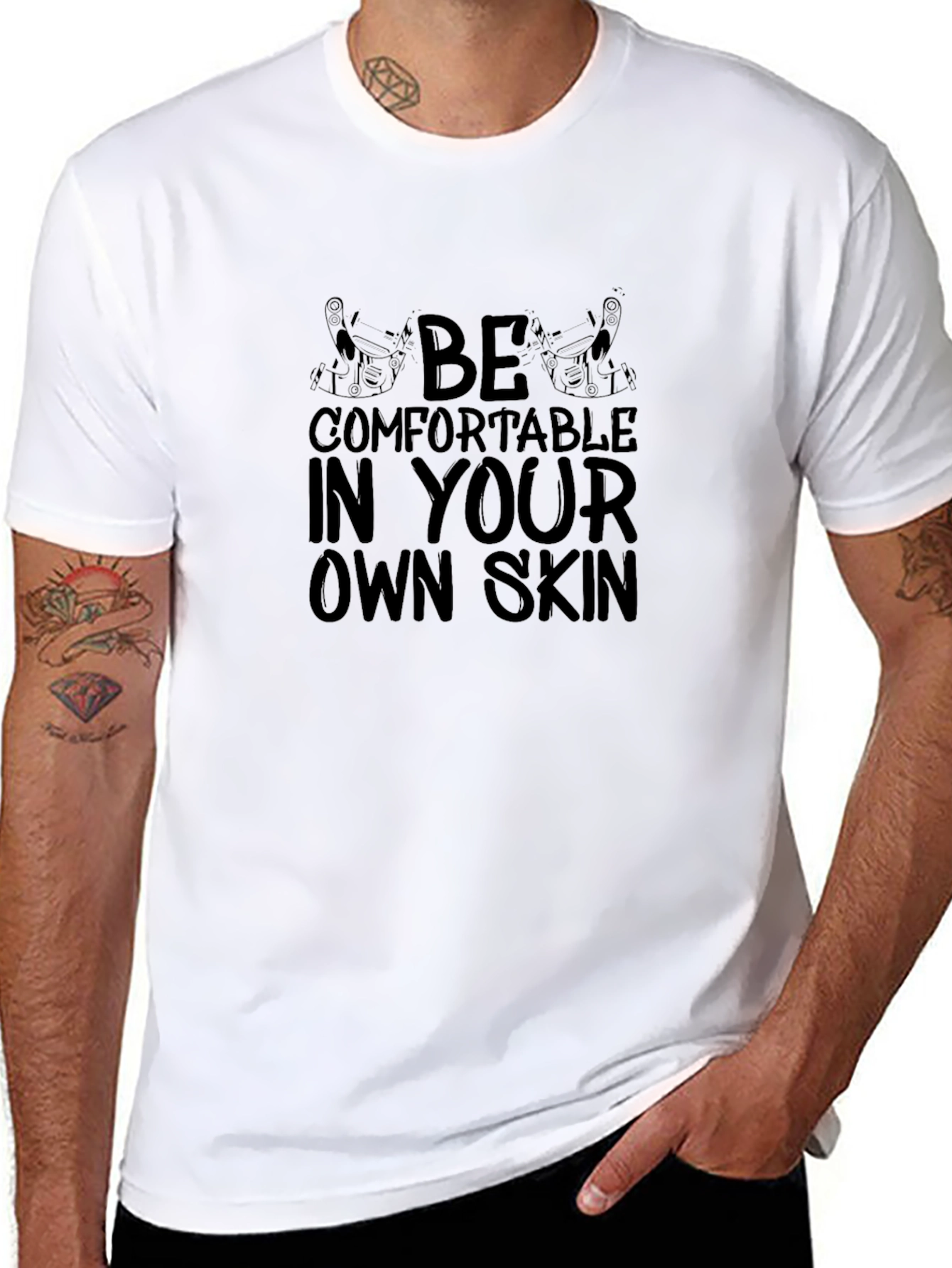 Black Be Comfortable in Your Own Skin Graphic Tee view 8