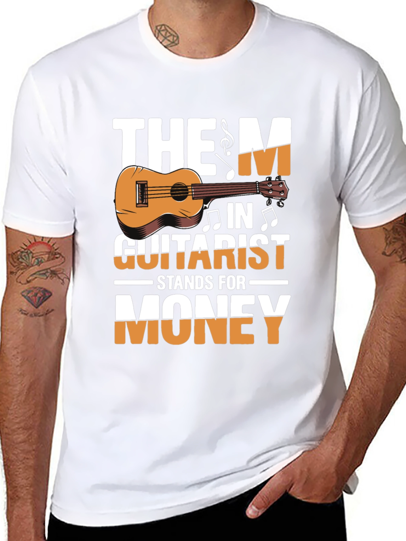 Black The M in Guitarist Stands for Money T-Shirt view 8