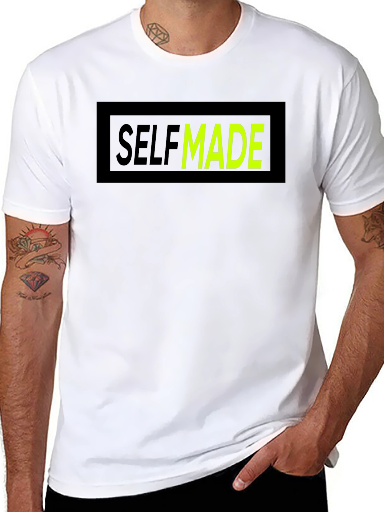 Black Self Made Graphic T-Shirt - Crew Neck Cotton Tee view 8