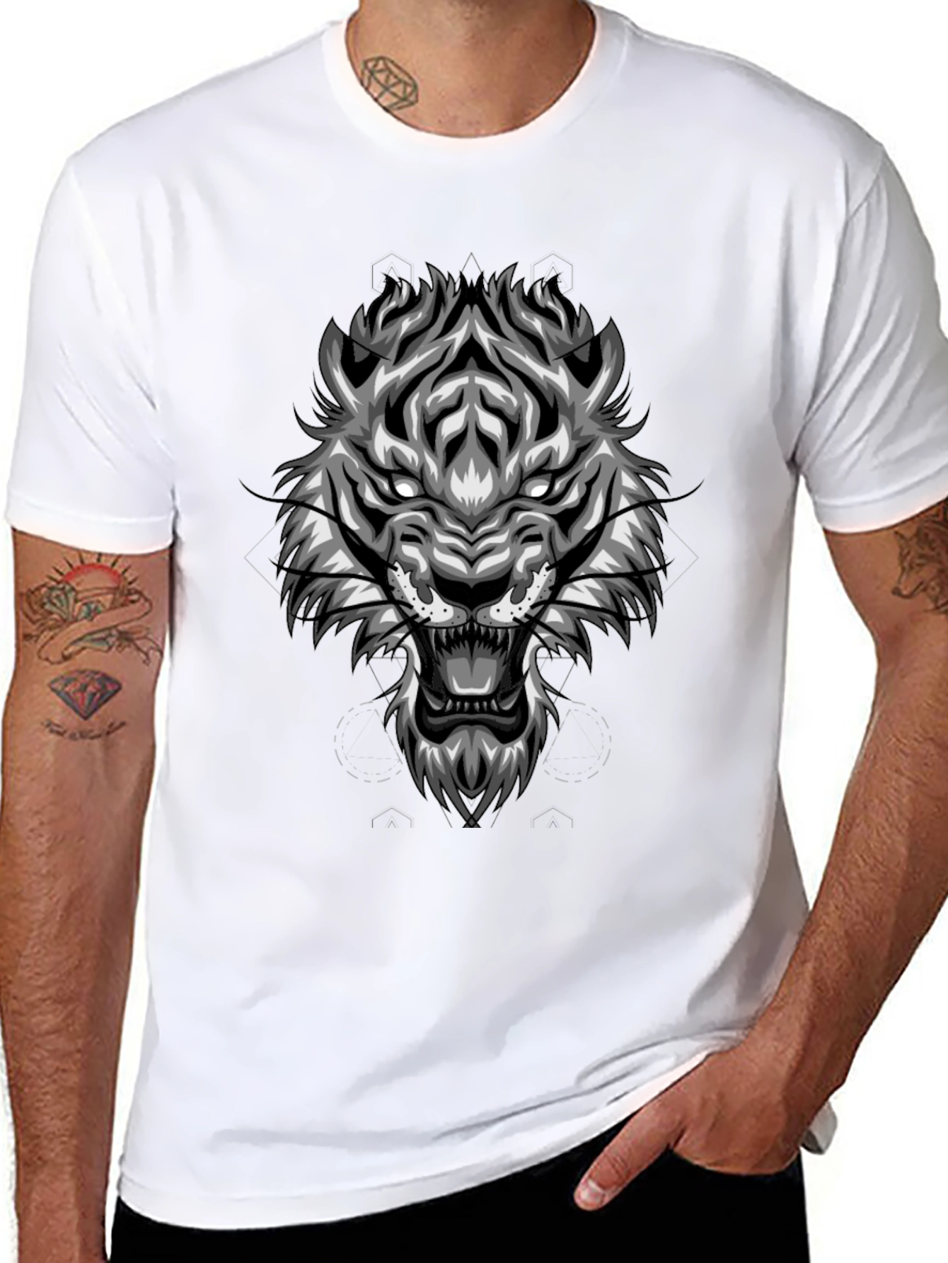Black Tiger Graphic Print Black T-Shirt view 8