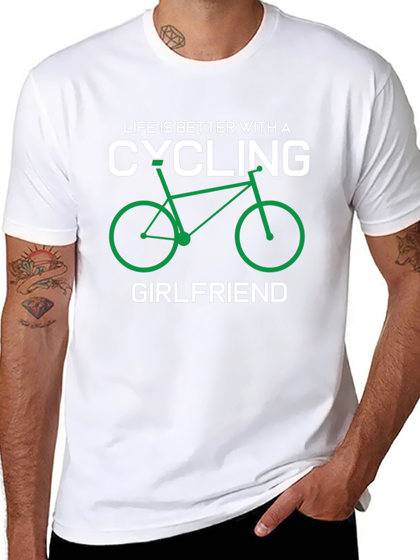 Black Cycling Girlfriend T-Shirt - Funny Bike Lover Tee view 8