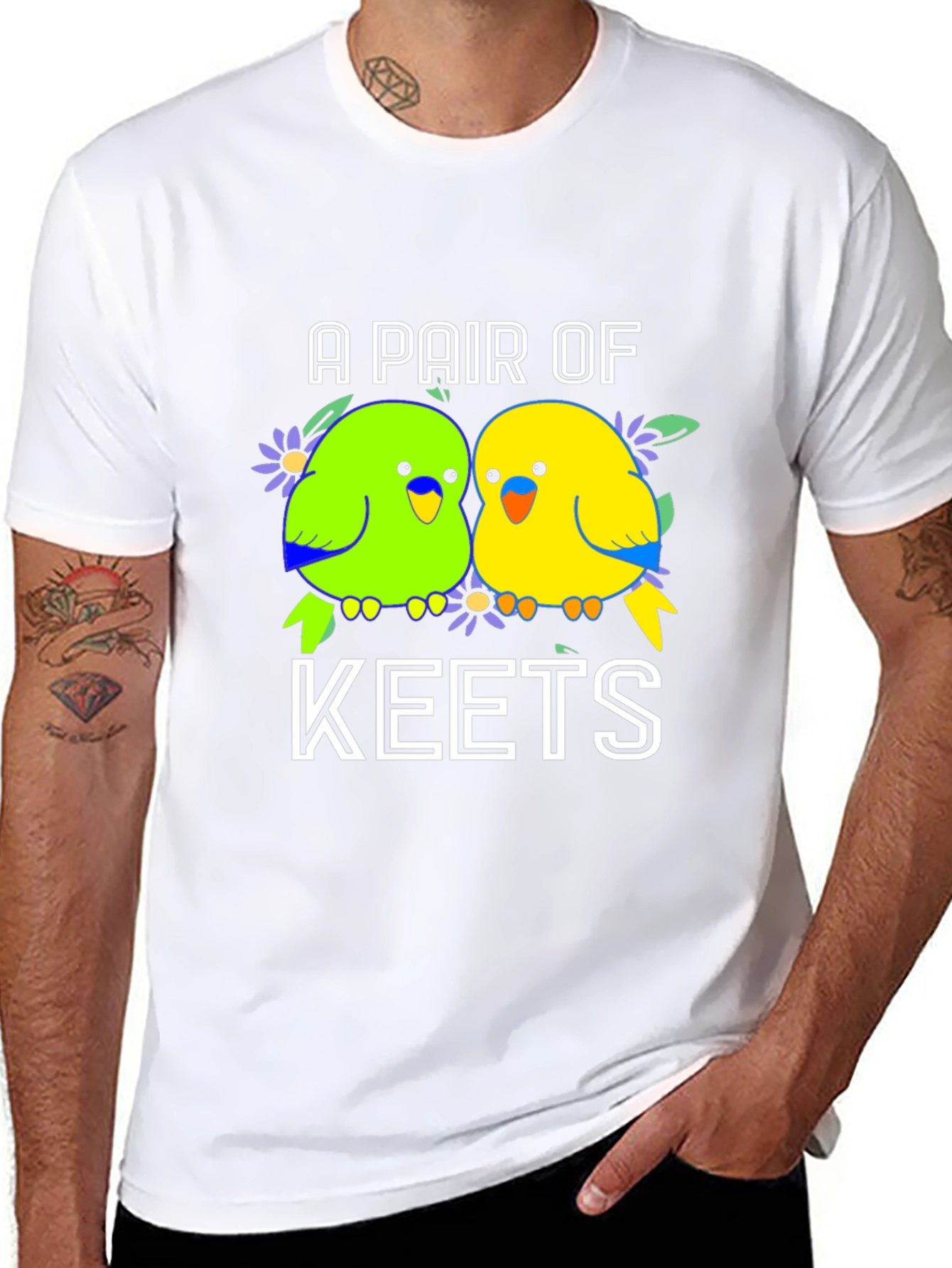 Black A Pair of Keets T-Shirt - Budgie Lover Tee view 8
