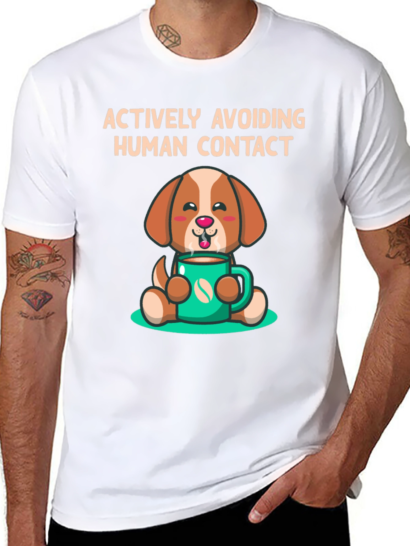 Black Actively Avoiding Human Contact Dog T-Shirt view 8