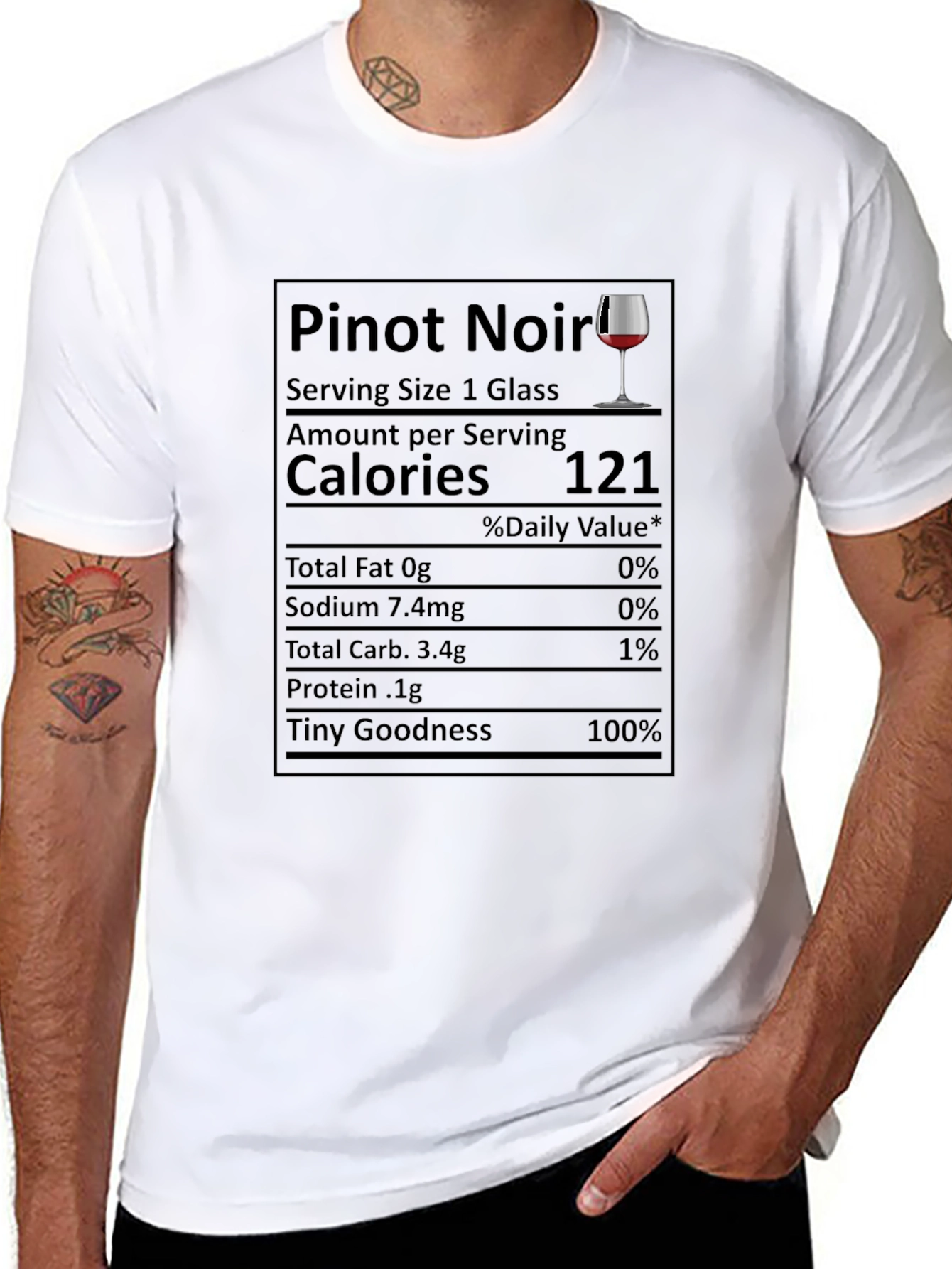 Black Pinot Noir Nutrition Facts Funny T-Shirt view 8