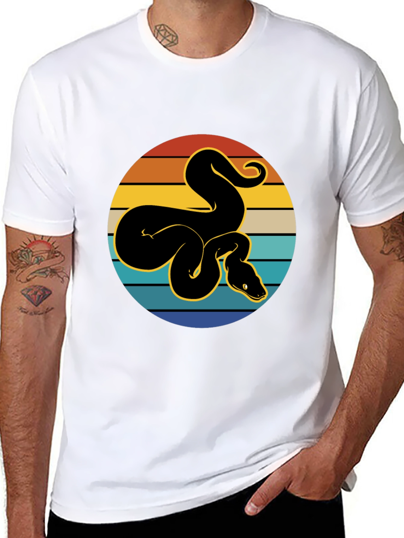 Black Retro Snake Graphic Tee - Black T-Shirt view 8