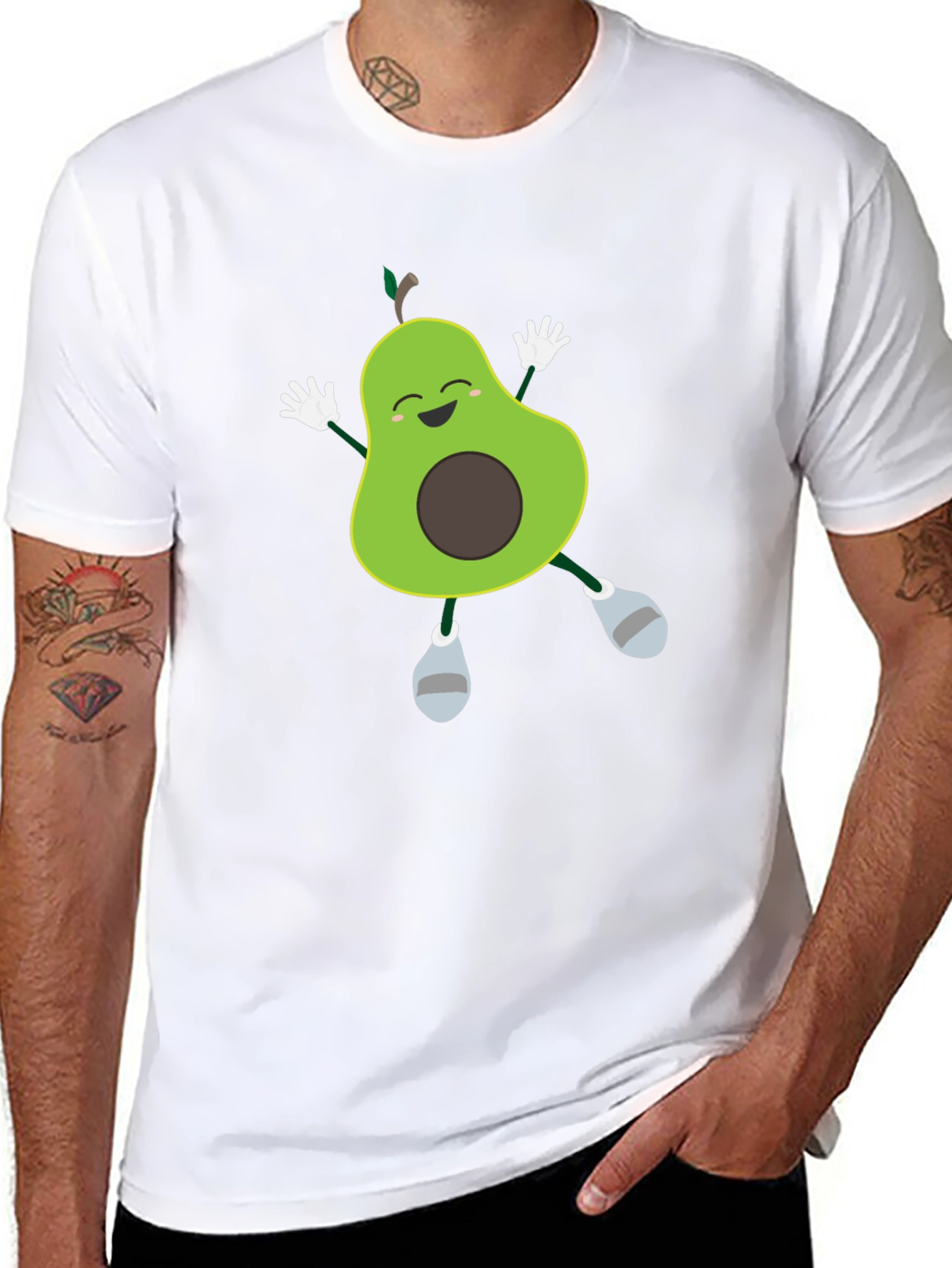 Black Funny Avocado T-Shirt - Happy Dancing Fruit Tee view 8