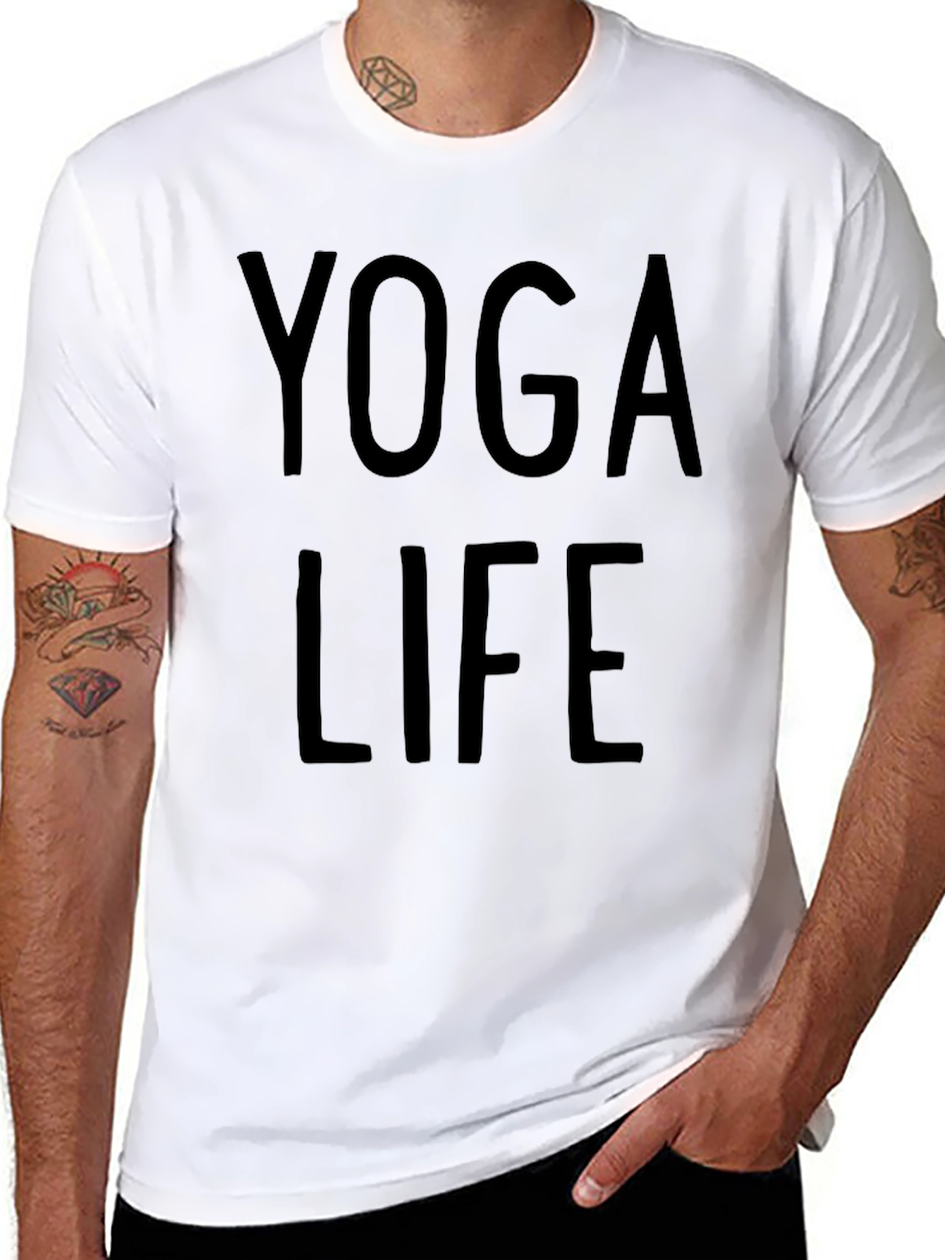 Black Yoga Life Graphic T-Shirt - Black Cotton Blend view 8