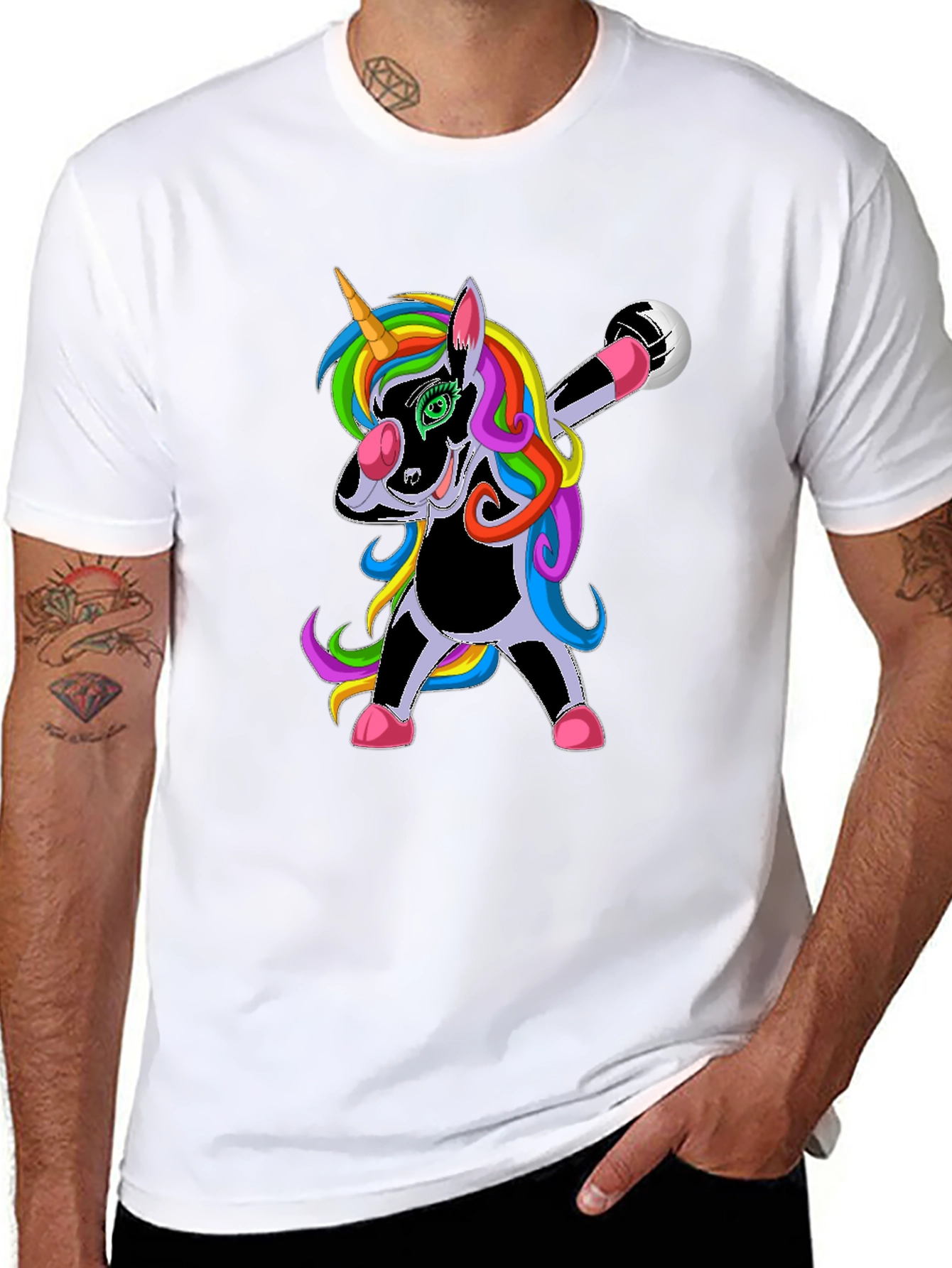 Black Dabbing Unicorn Soccer T-Shirt view 8