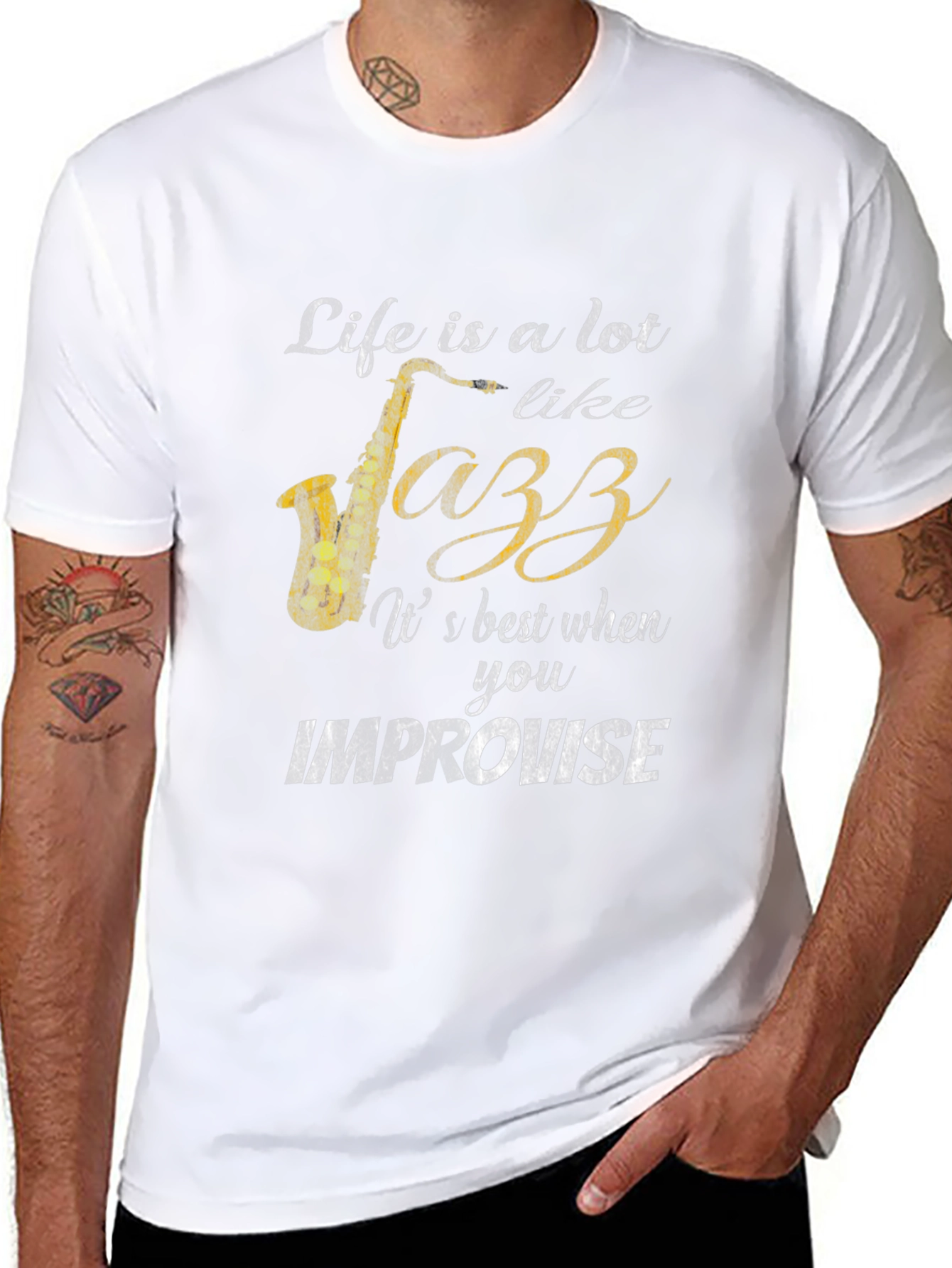 Black Life is Jazz Improvisation Graphic T-Shirt view 8