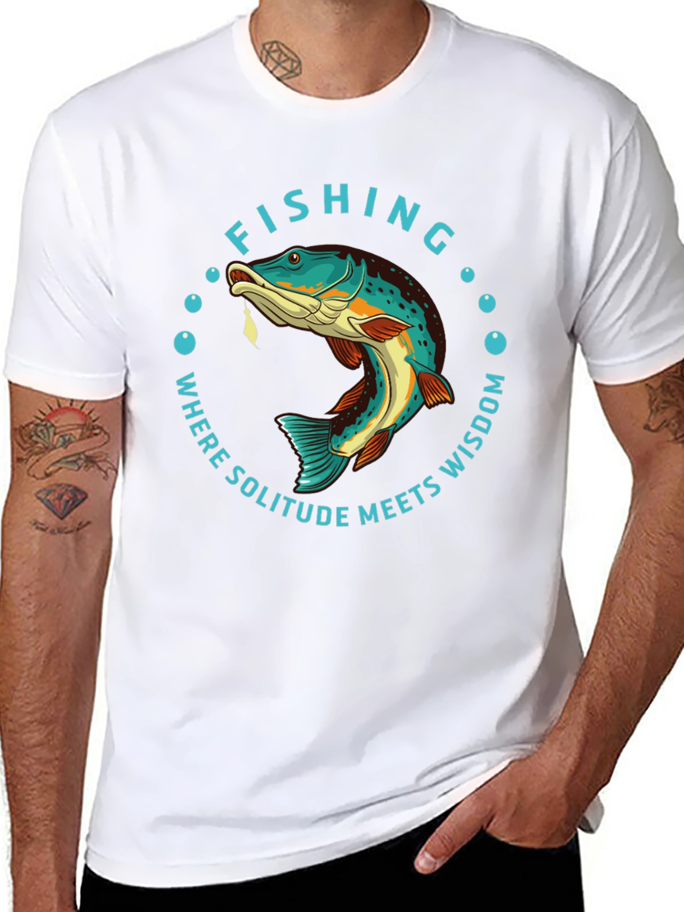 Black Fishing Solitude Wisdom Graphic Tee view 8
