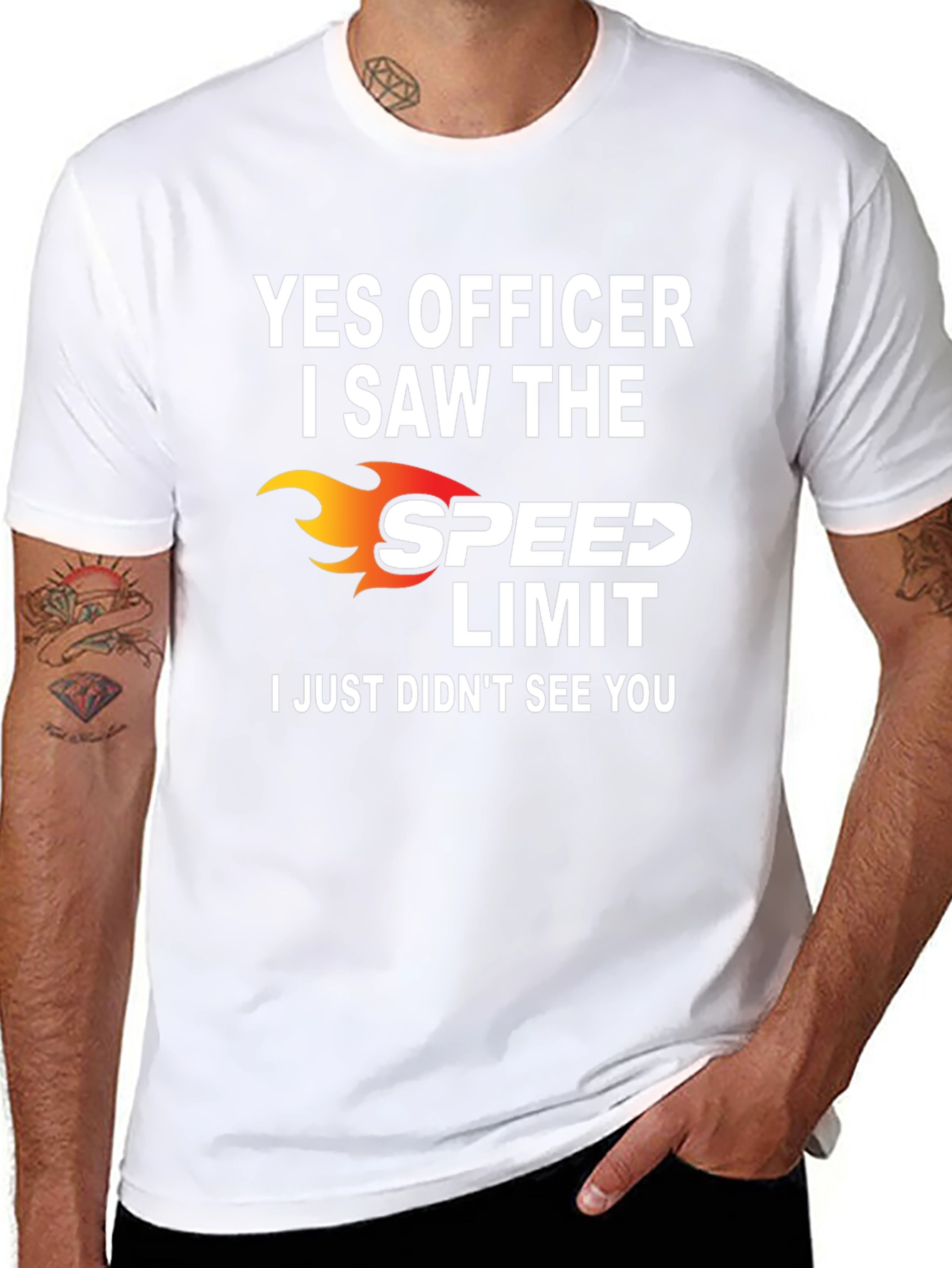 Black Funny Speed Limit T-Shirt - Yes Officer view 8