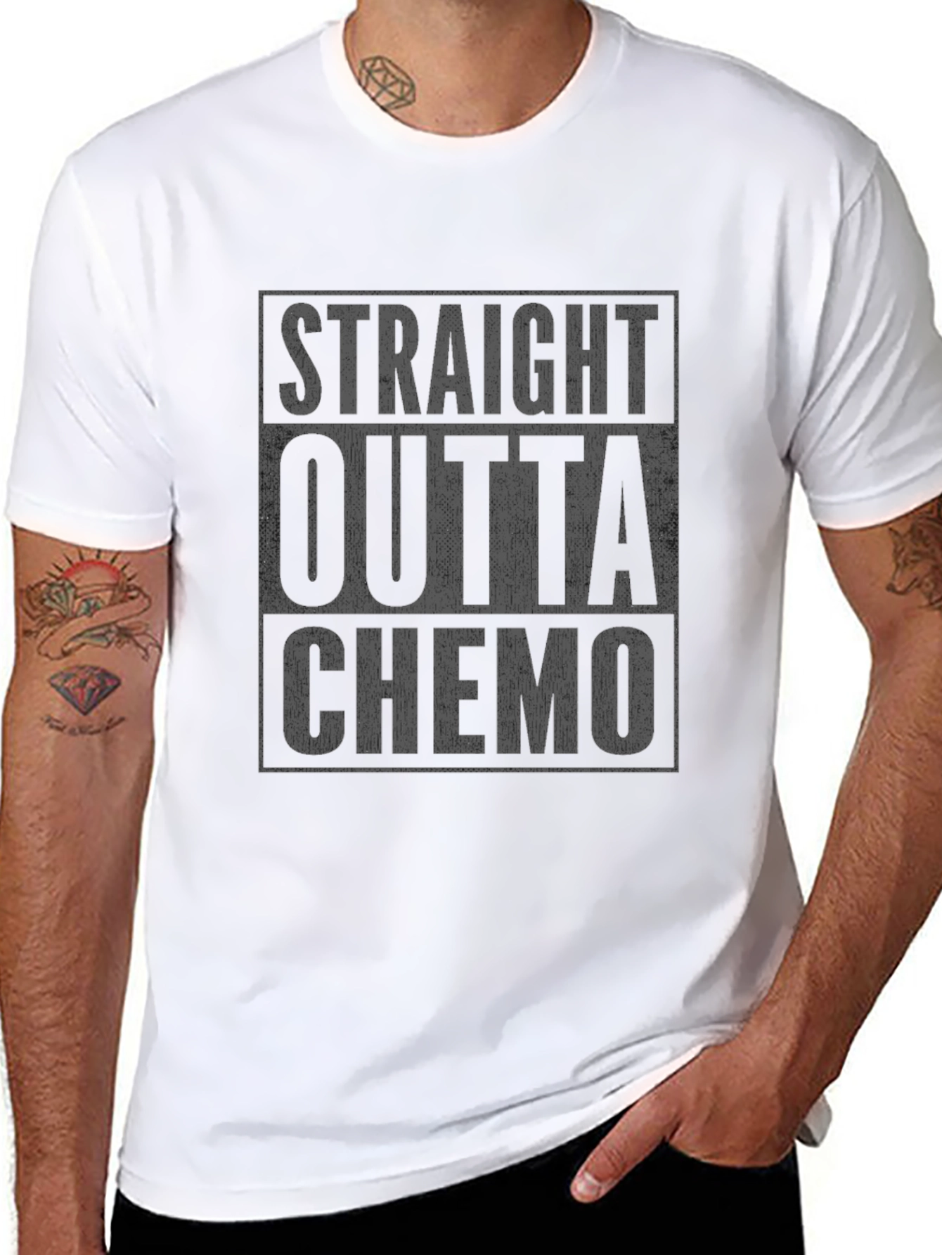 Black Straight Outta Chemo T-Shirt - Cancer Survivor Tee view 8