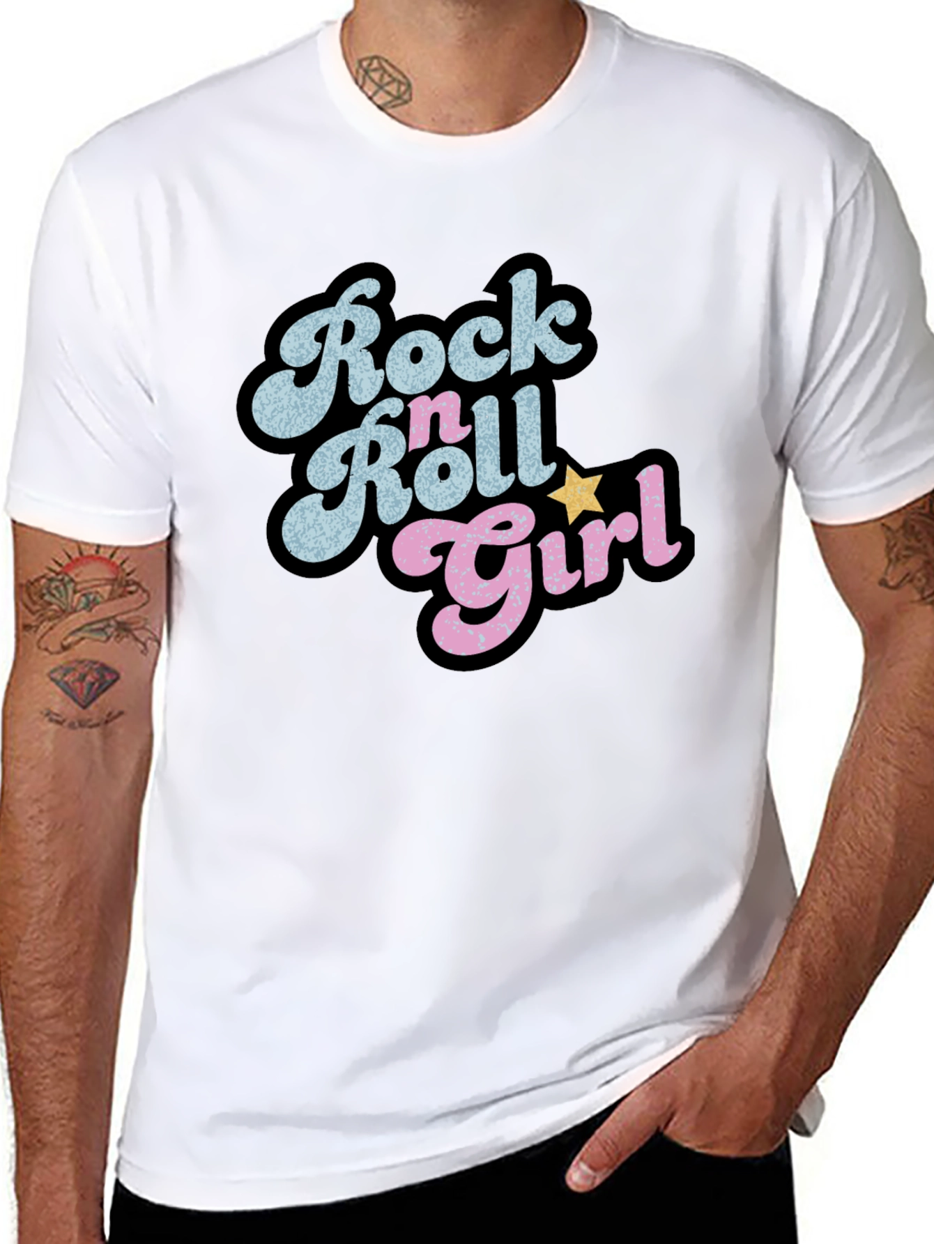 Black Rock n Roll Girl Black Graphic Tee view 8