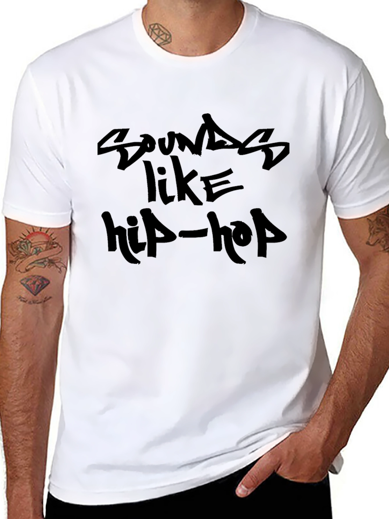 Black Sounds Like Hip-Hop Black Graphic Tee view 8
