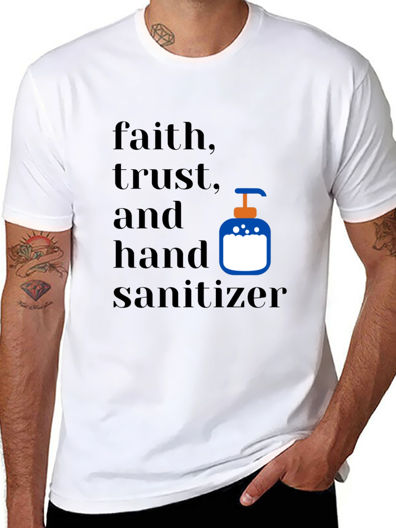 Black Faith, Trust, & Hand Sanitizer Graphic Tee view 8