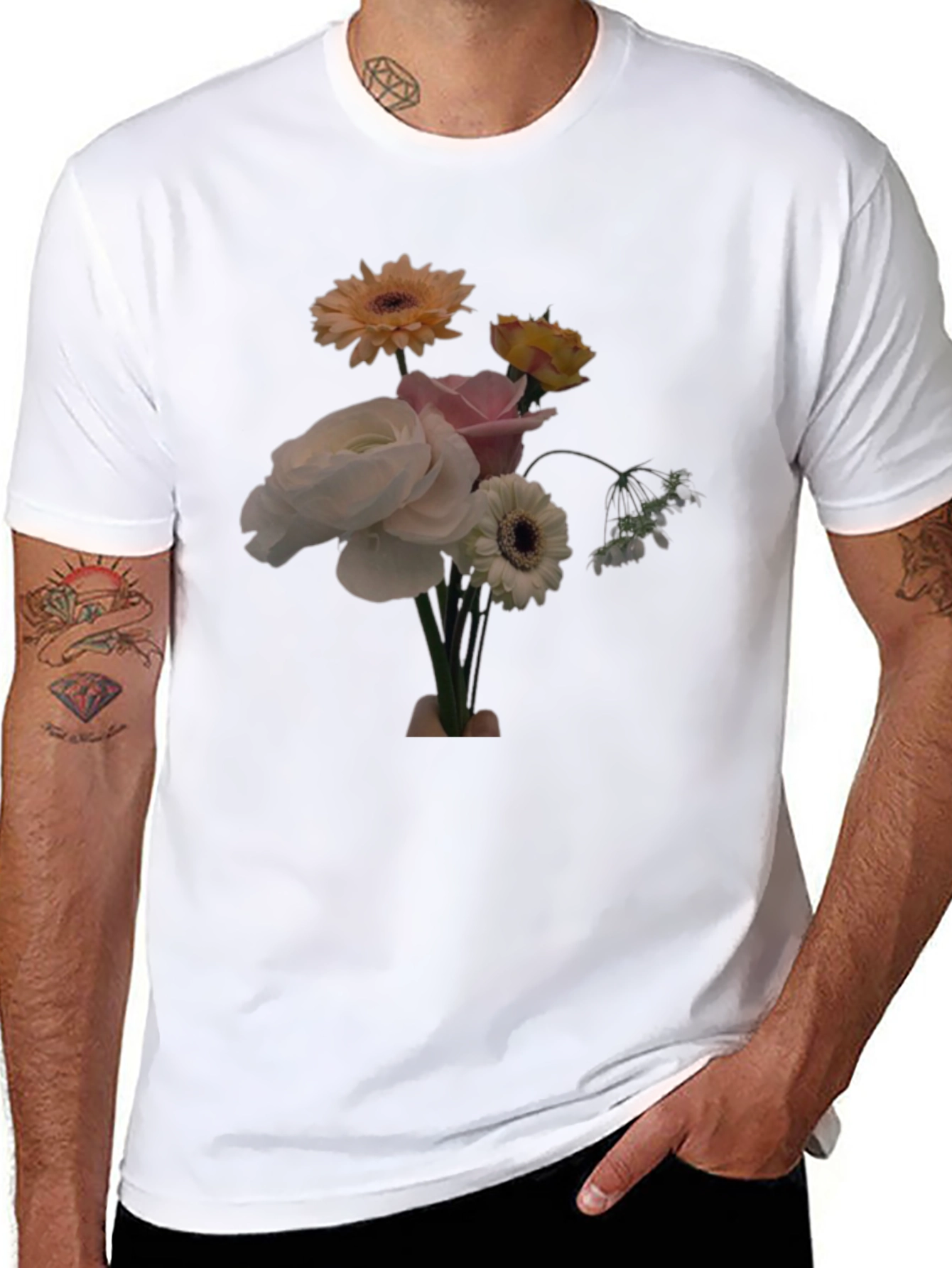 Black Floral Bouquet Graphic Tee - Casual Comfort view 8