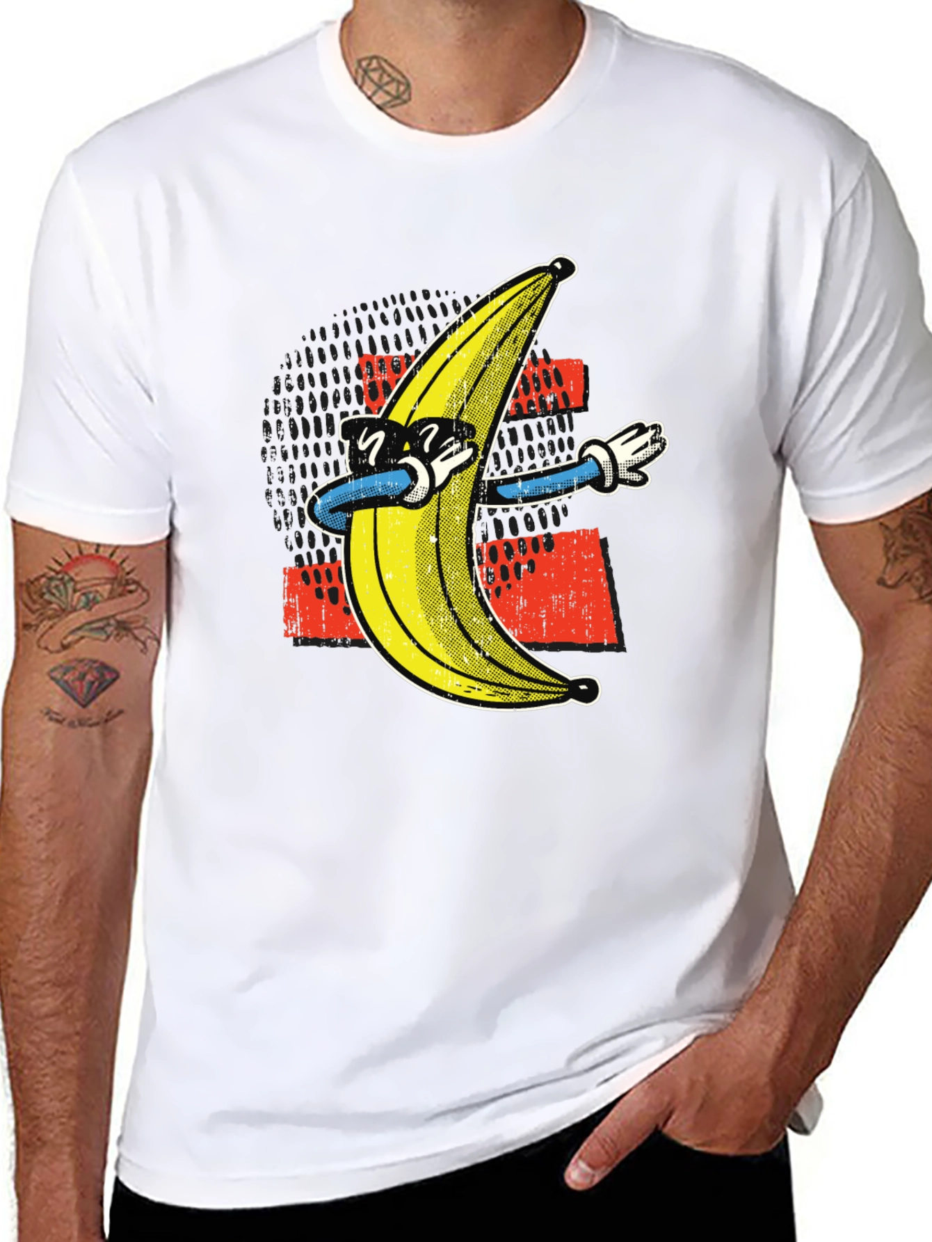 Black Dabbing Banana Graphic Tee - Funny Trendy T-Shirt view 8