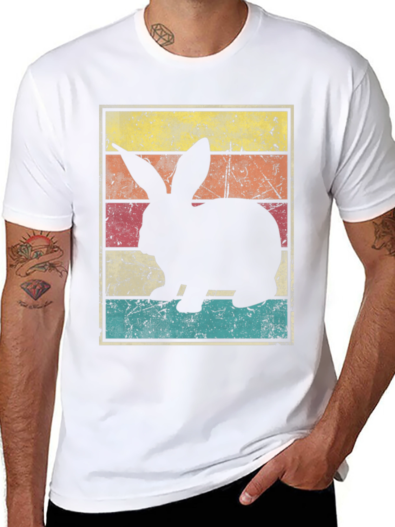 Black Retro Bunny Rabbit Graphic T-Shirt view 8
