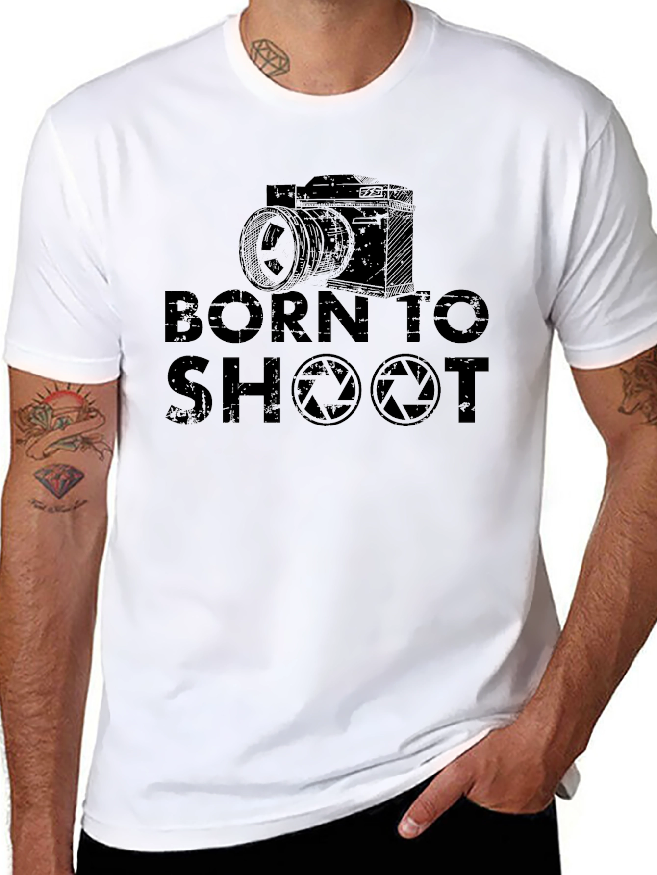 Black Born To Shoot Camera Graphic Tee view 8