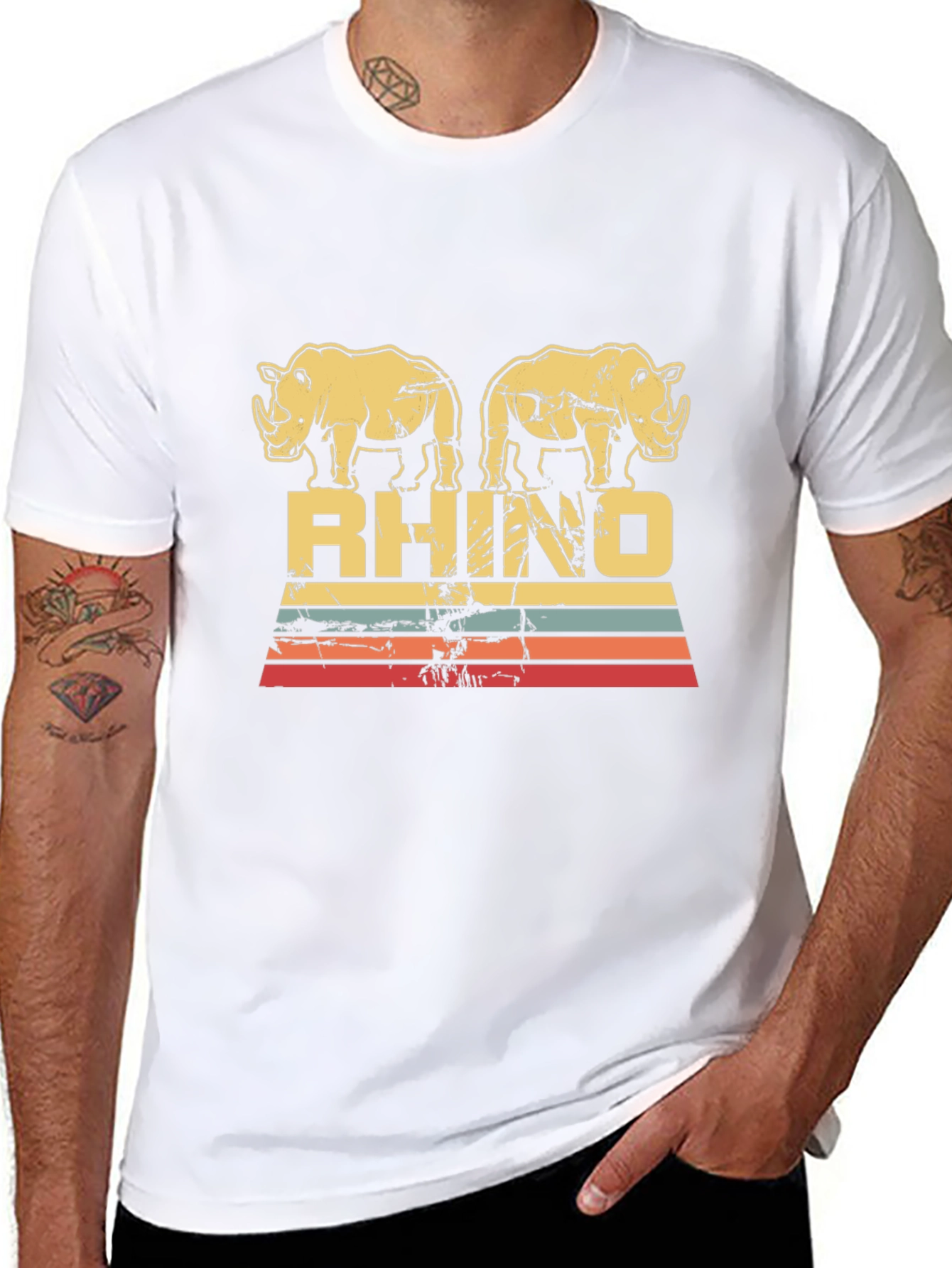 Black Vintage Rhino Graphic Tee - Black view 8