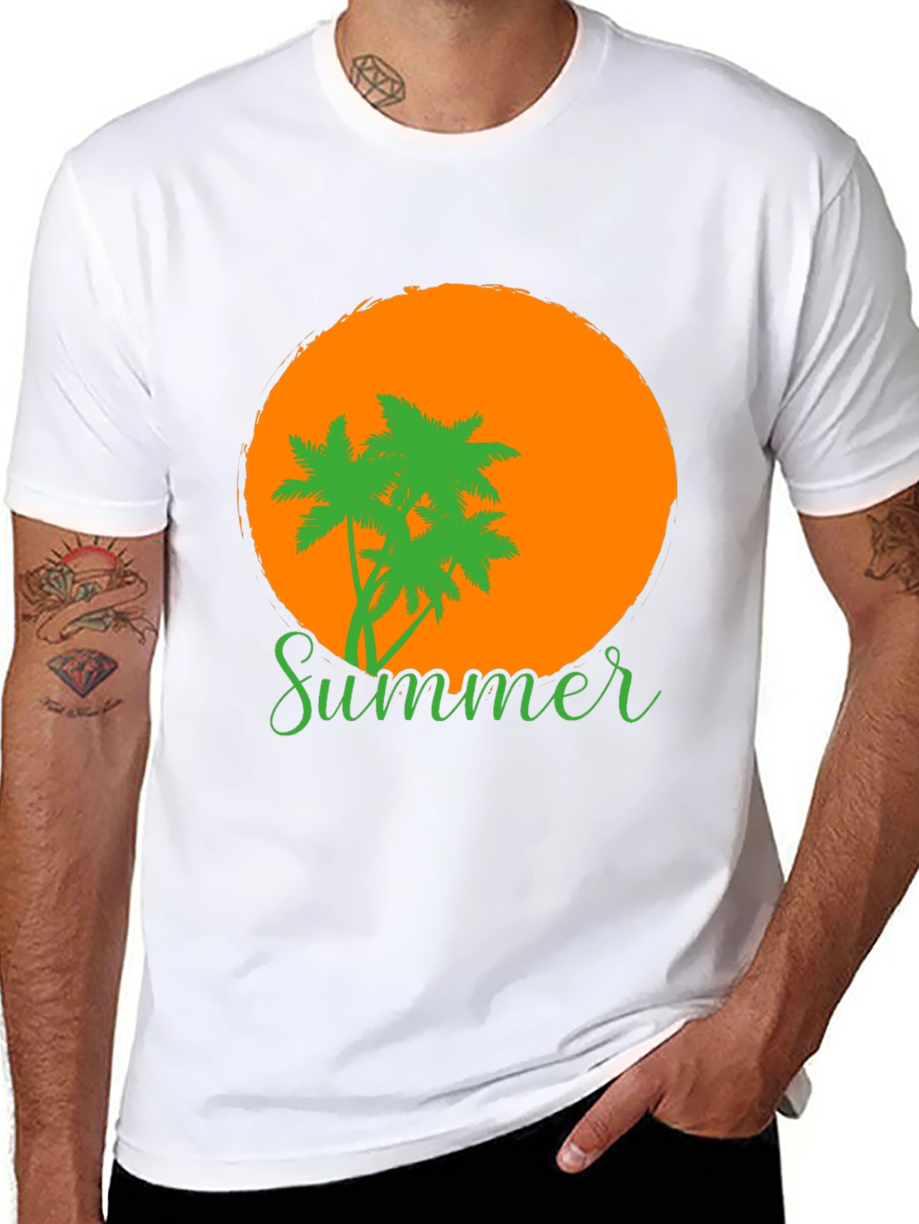 Black Summer Vibes T-Shirt: Palm Trees & Sunset Graphic Tee view 8