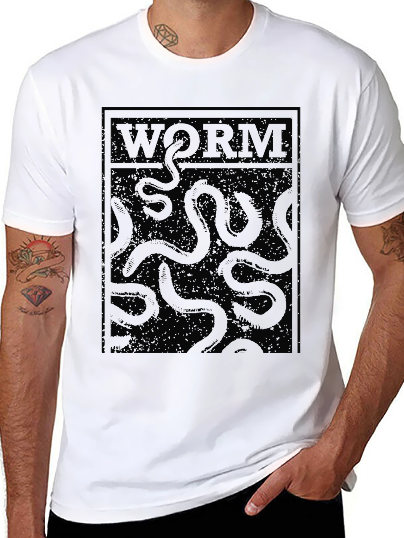 Black WORM Graphic T-Shirt - Black Worms Design view 8