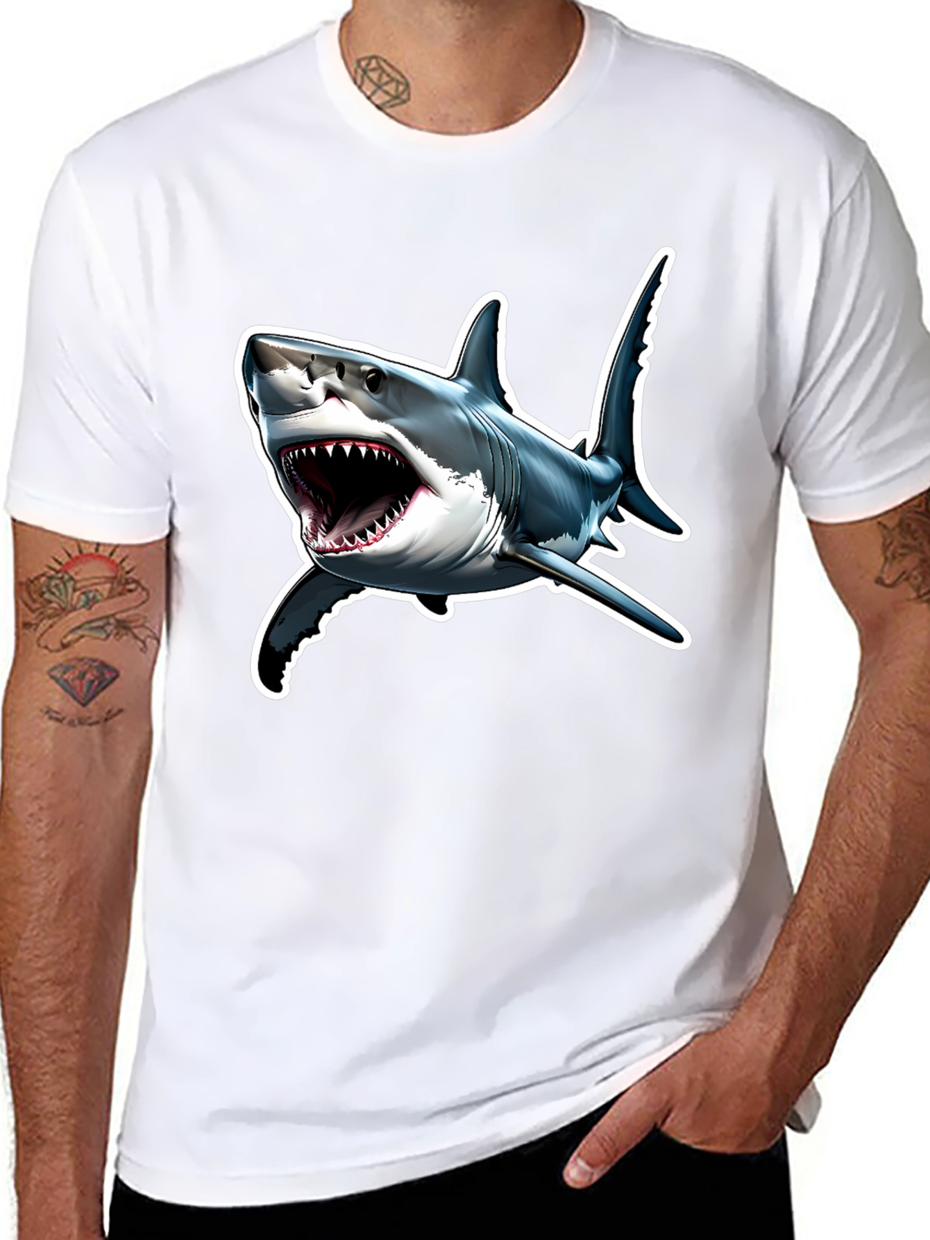Black Shark Attack T-Shirt - Bold Graphic Tee view 8
