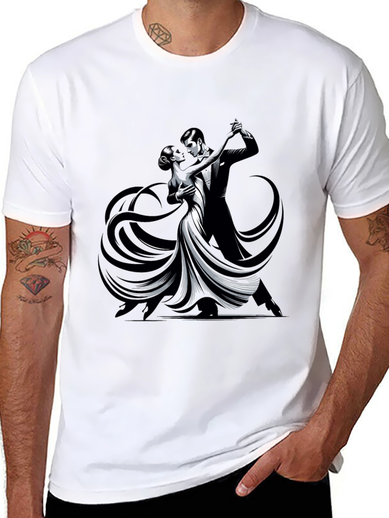 Black Tango Dance Graphic Tee - Sleek Black Shirt view 8
