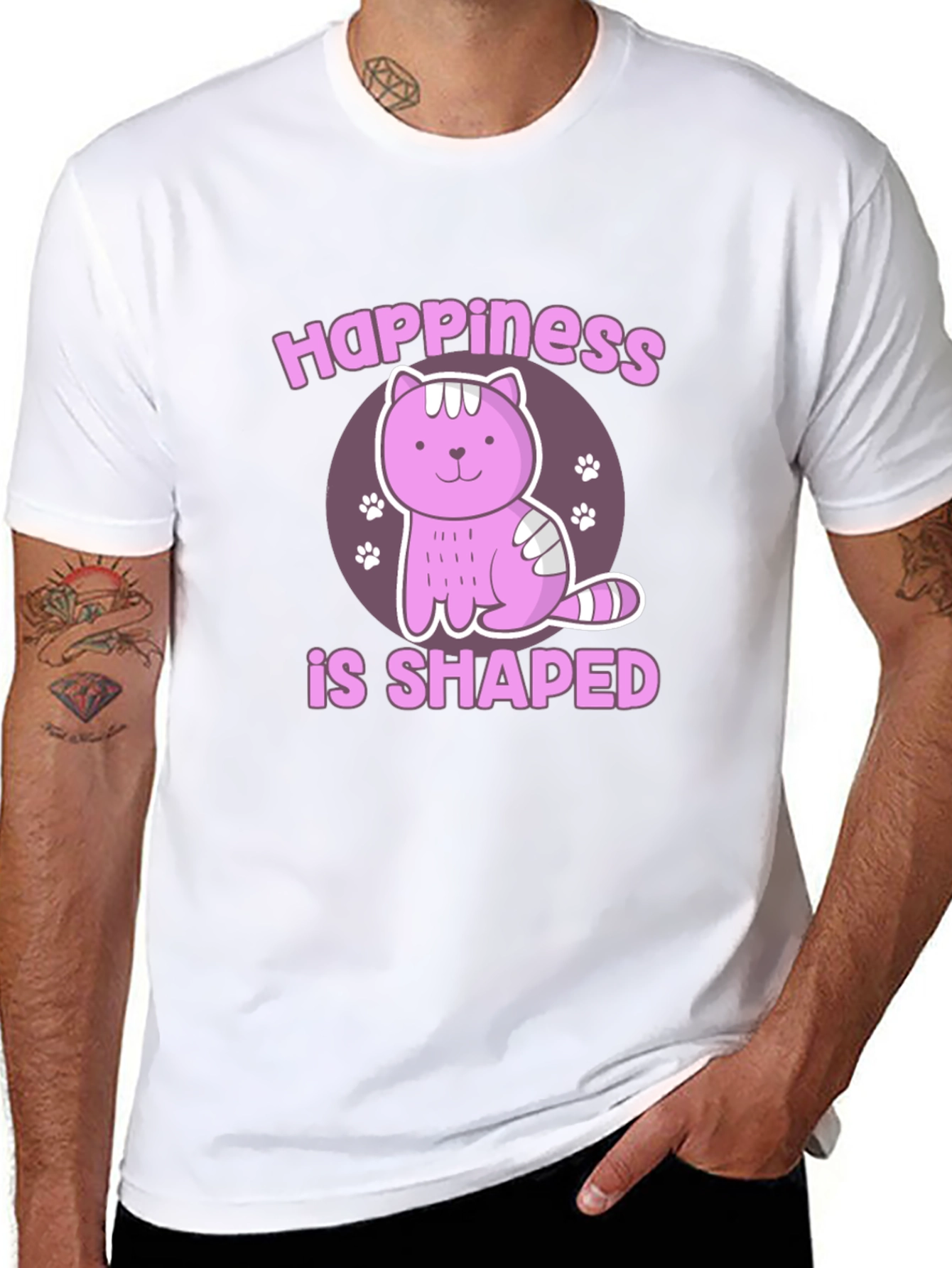 Black Happiness Shaped Cat Graphic T-Shirt view 8