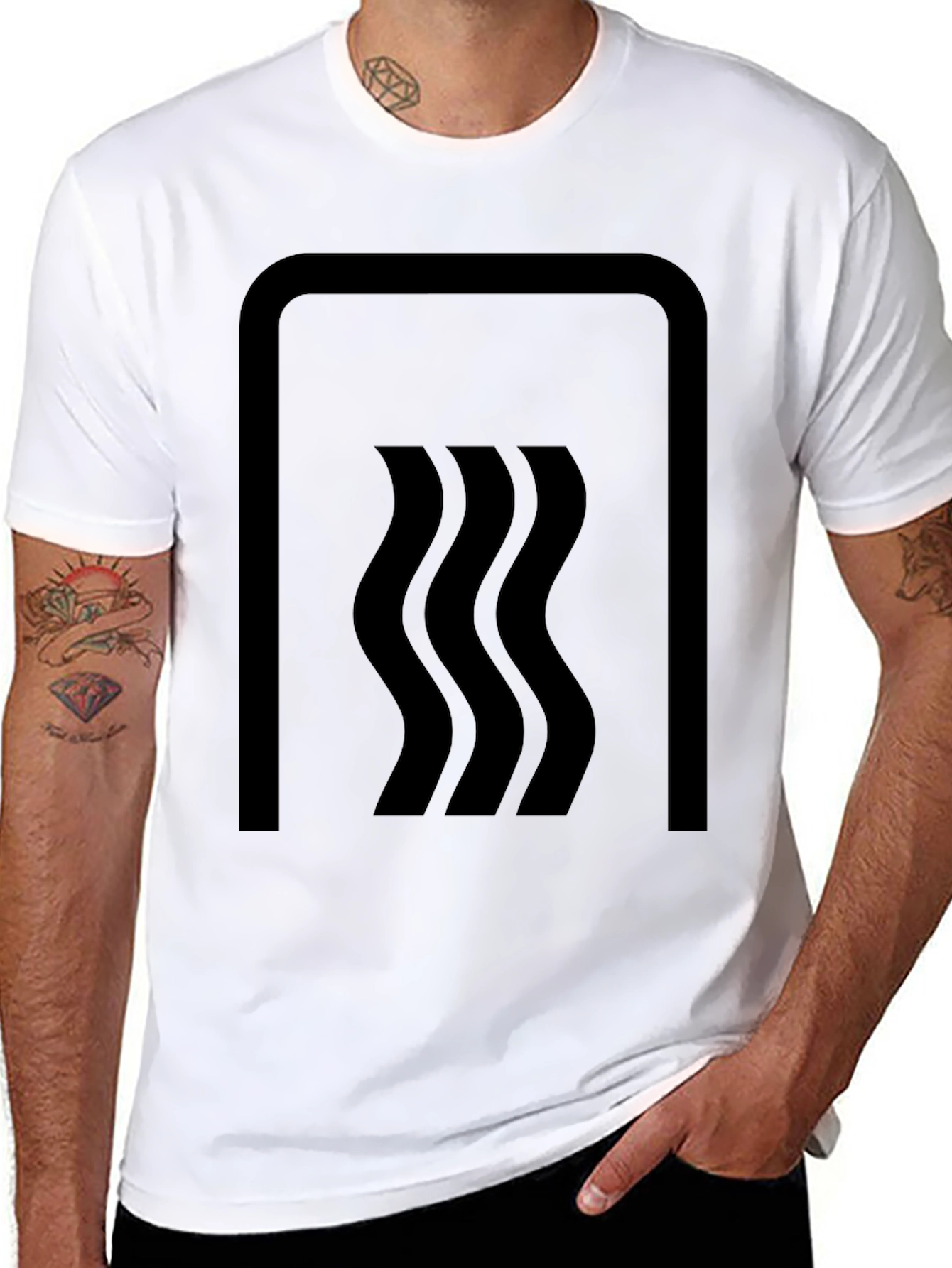 Black Modernist Wave Graphic Black T-Shirt view 8