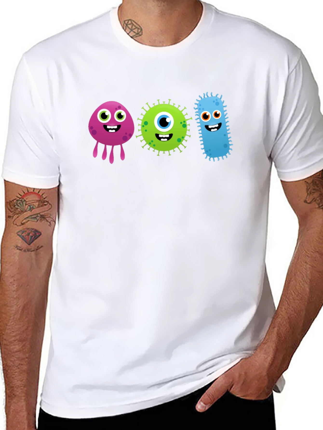 Black Cute Germs Black T-Shirt view 8