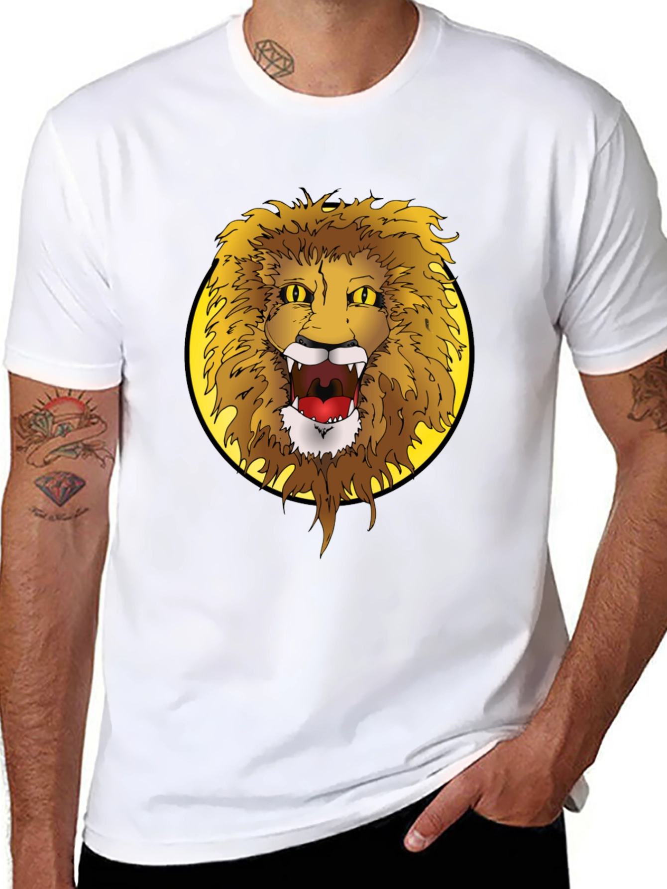Black Lion Graphic Tee - Fierce Animal Print T-Shirt view 8