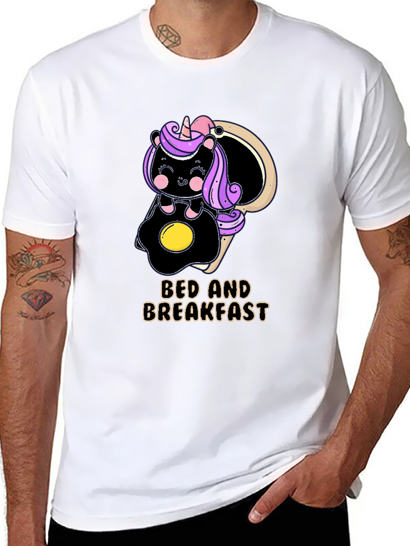 Black Bed and Breakfast Unicorn T-Shirt view 8