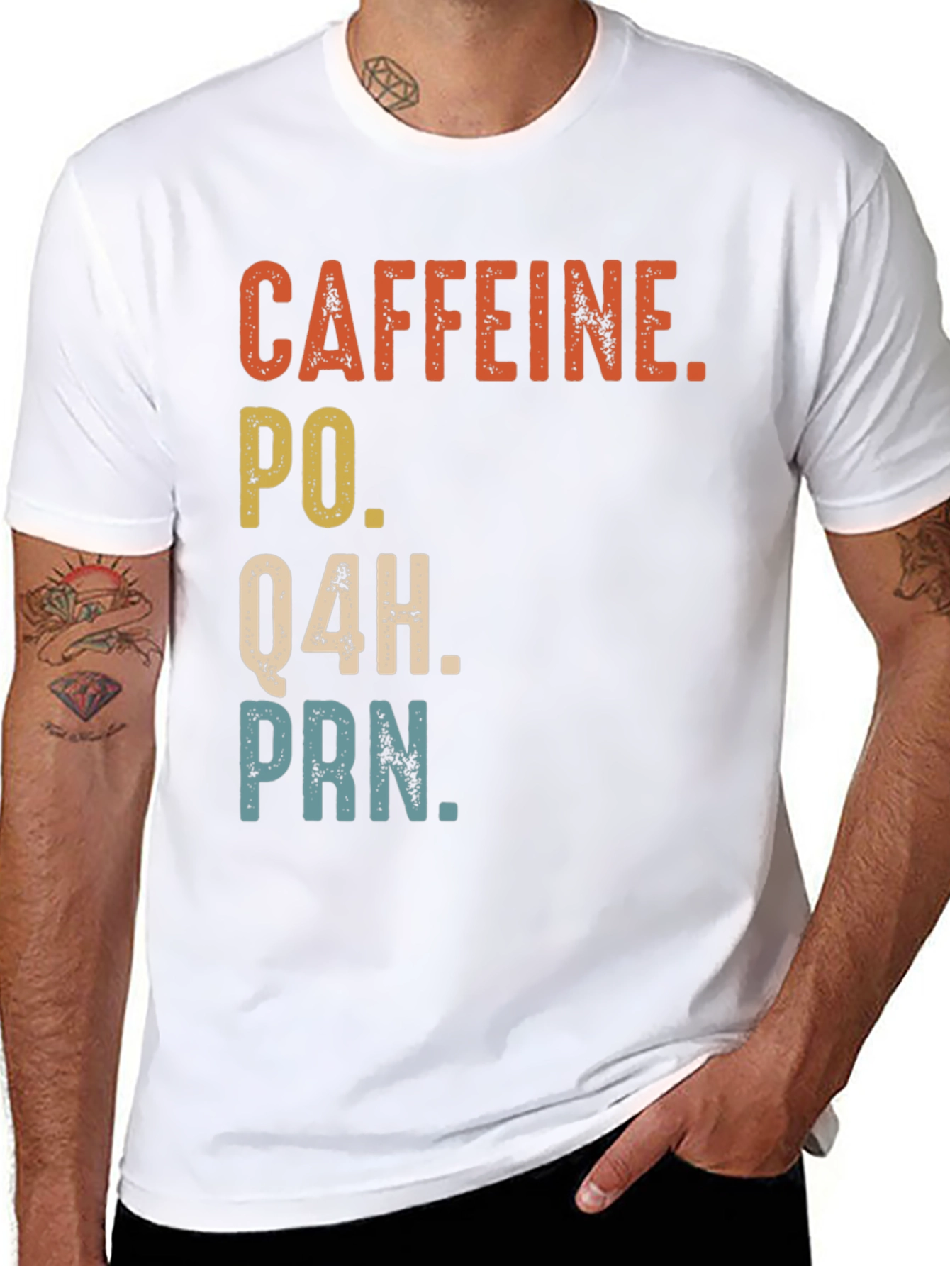 Black Caffeine PO Q4H PRN Nurse Humor T-Shirt view 8