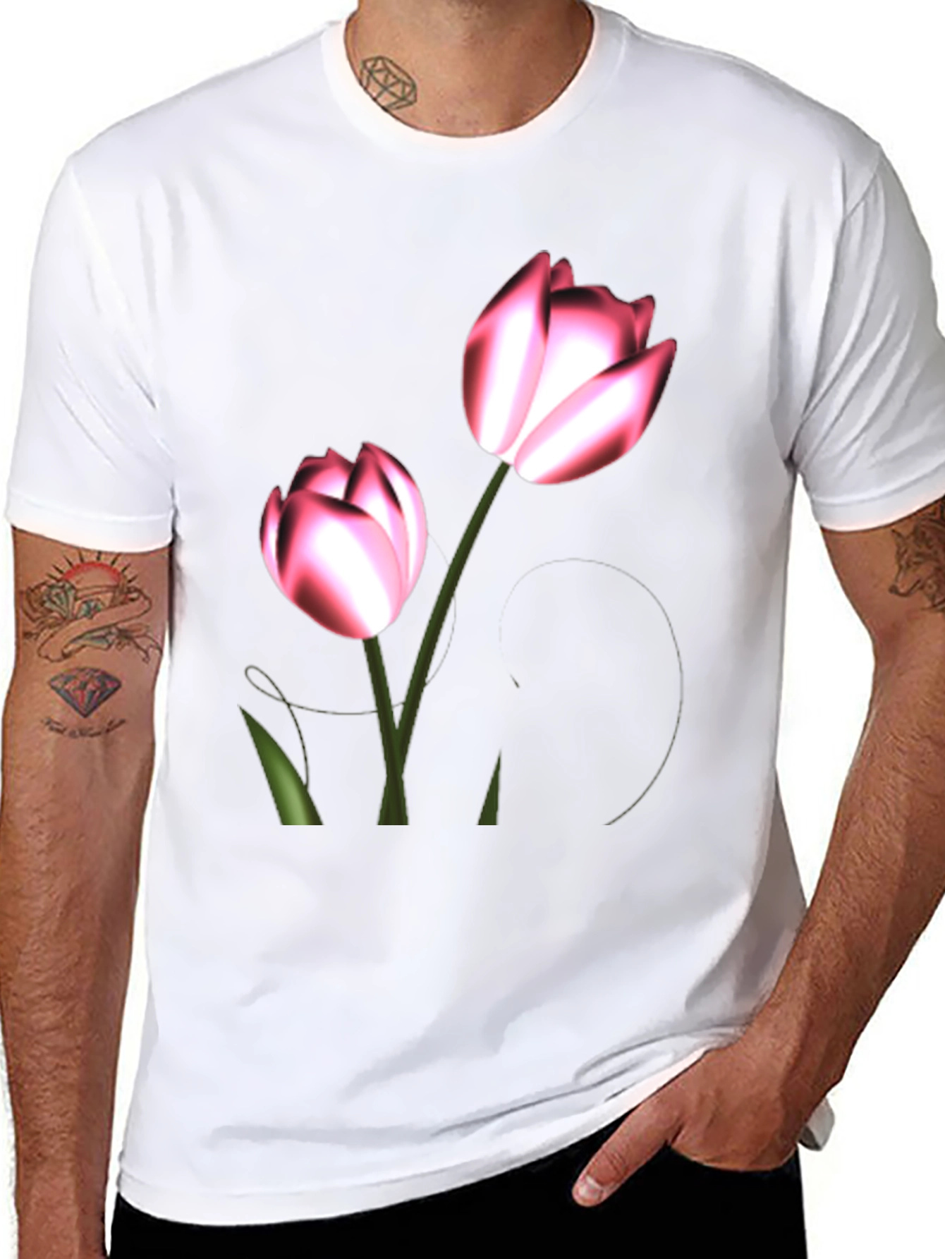 Black Floral Print Black T-Shirt view 8