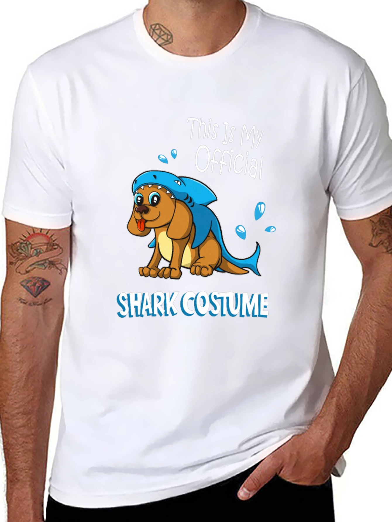 Black Dog Shark Costume Graphic T-Shirt view 8