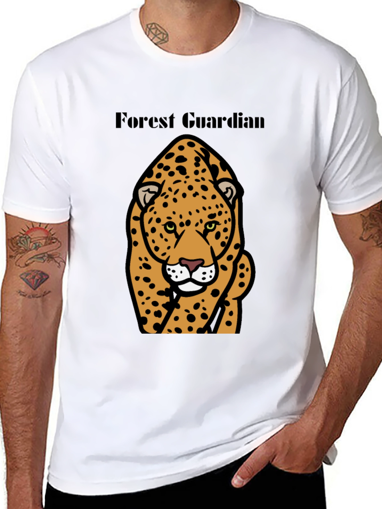 Black Forest Guardian Leopard Graphic Tee - Black view 8